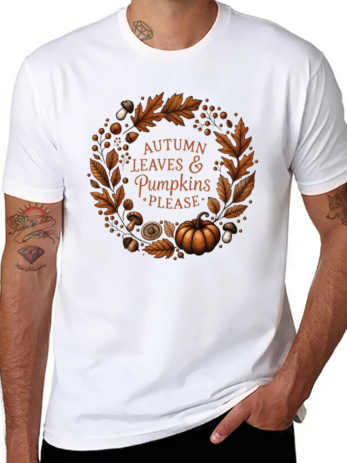 Autumn Leaves & Pumpkins Please T-Shirt
