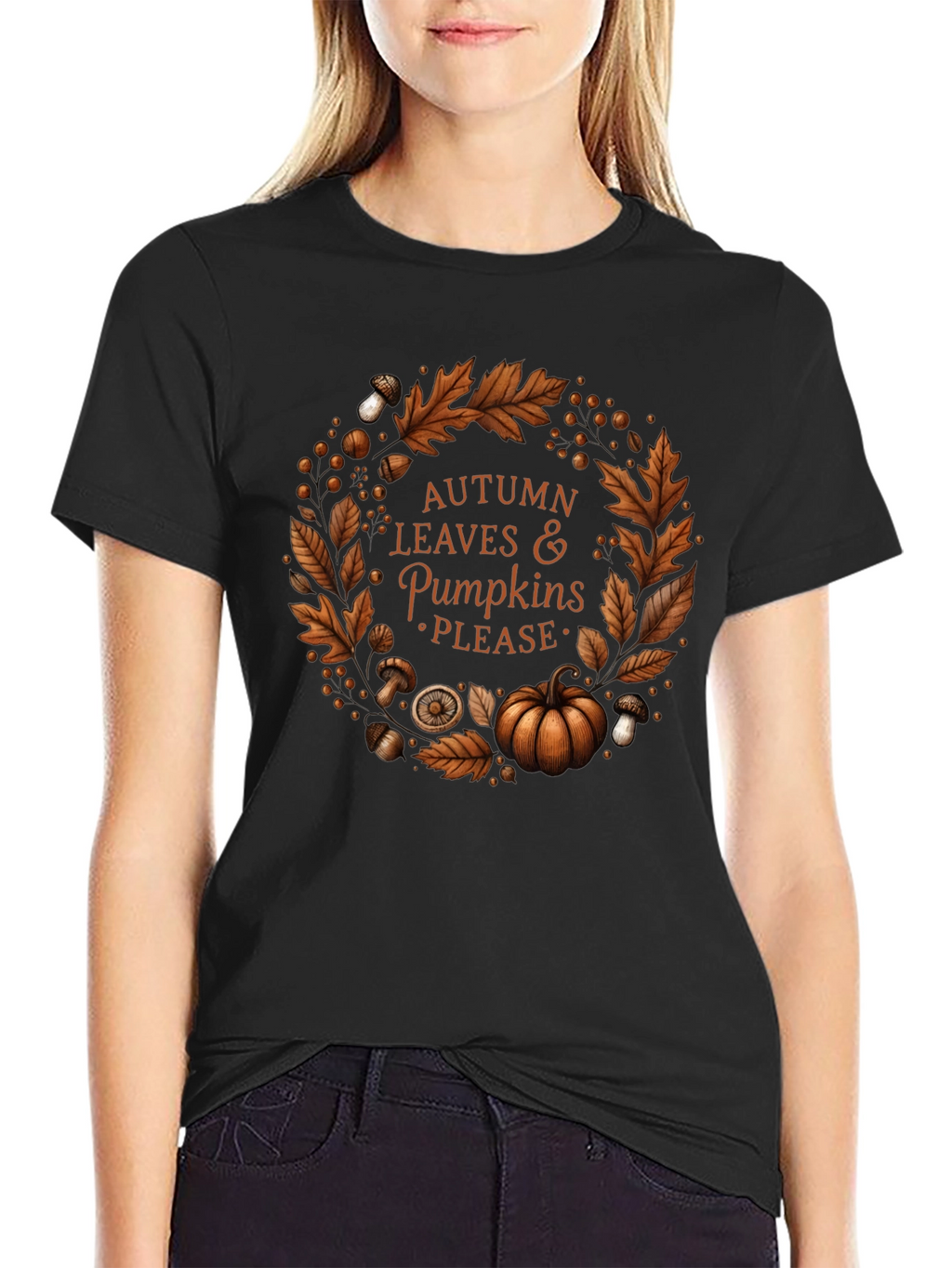 Autumn Leaves & Pumpkins Please T-Shirt