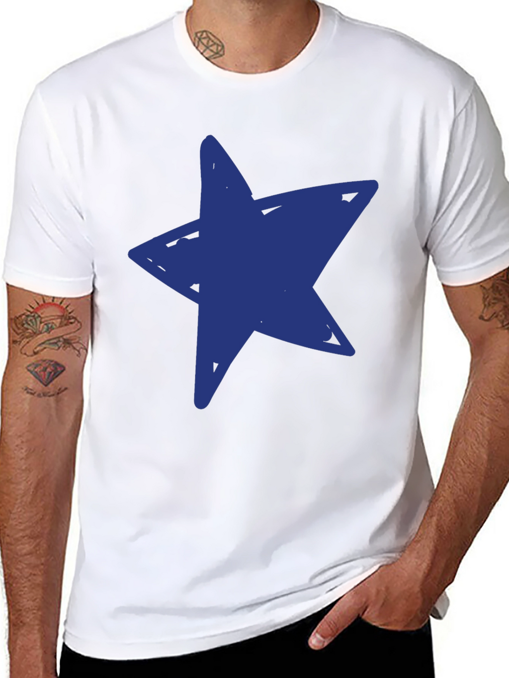 Blue Star Graphic Black T-Shirt
