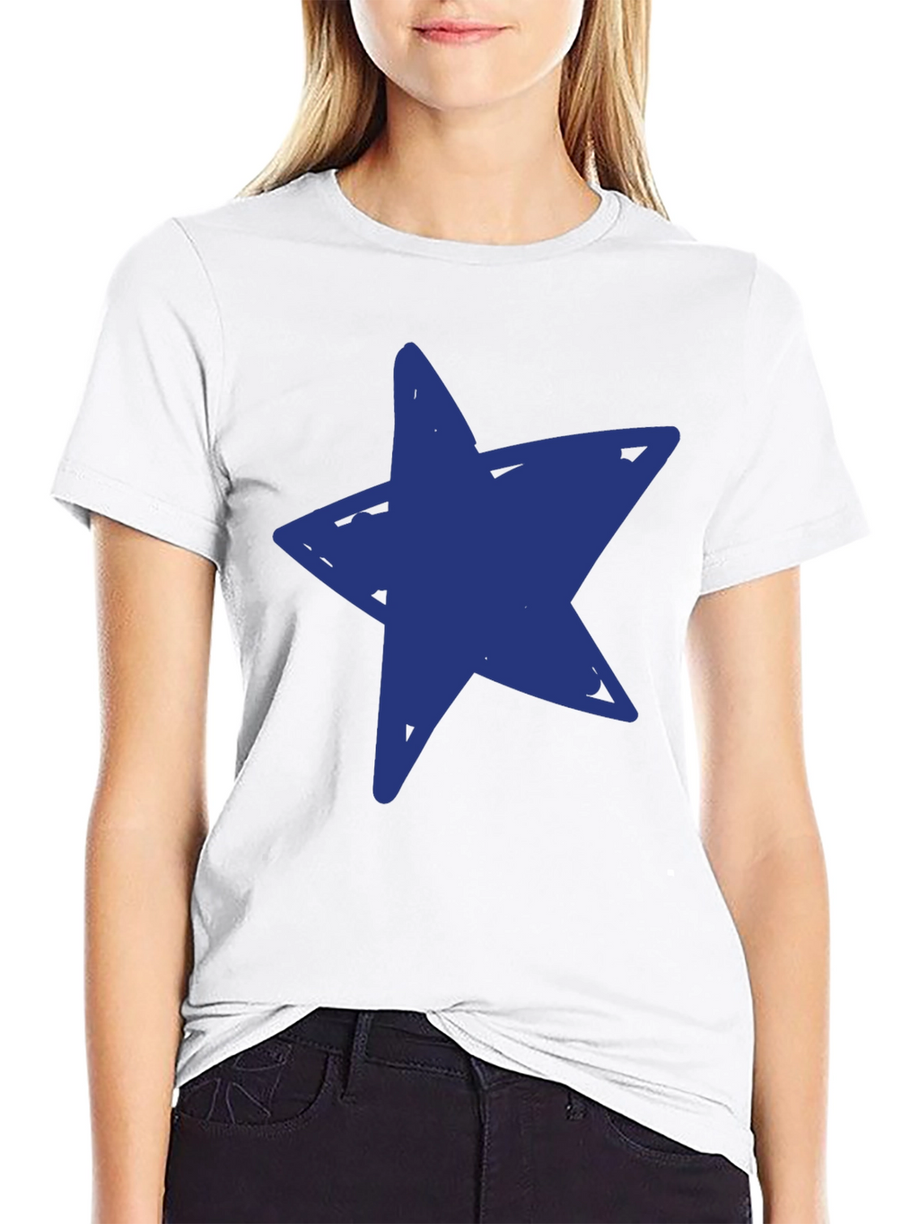 Blue Star Graphic Black T-Shirt