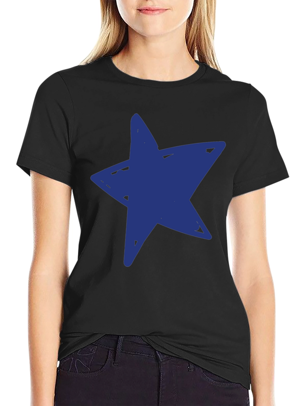 Blue Star Graphic Black T-Shirt