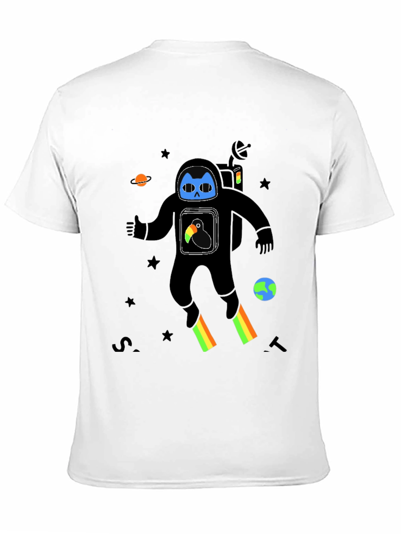 Astronaut Cat Graphic Print T-Shirt