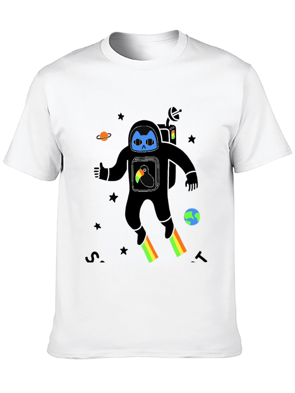 Astronaut Cat Graphic Print T-Shirt