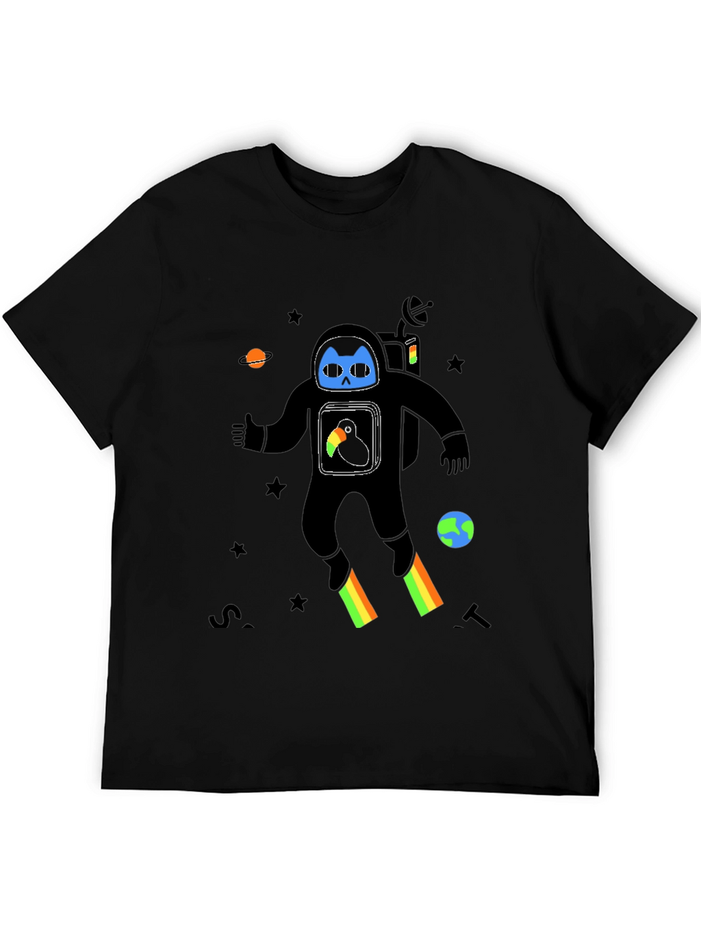 Astronaut Cat Graphic Print T-Shirt
