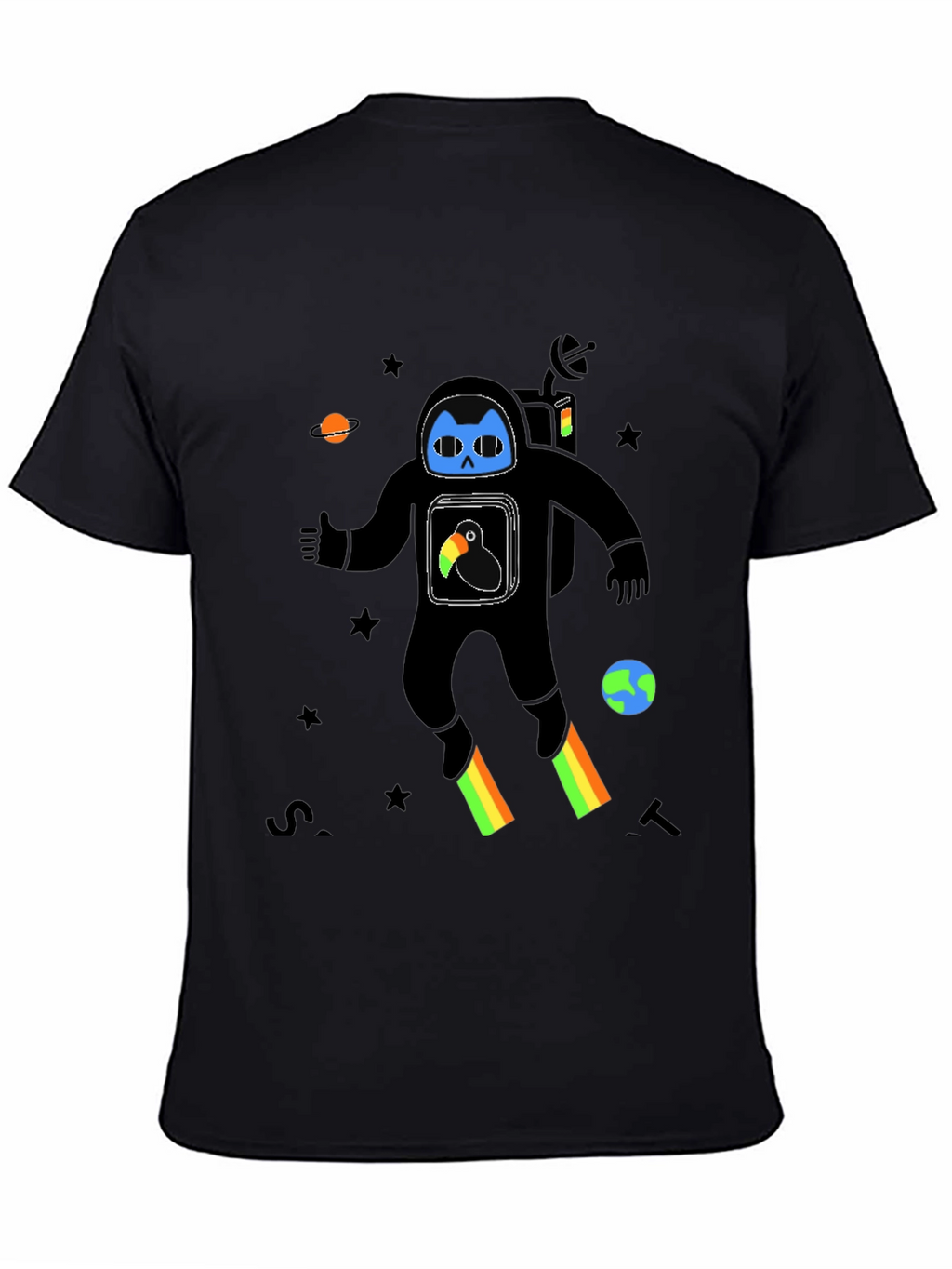 Astronaut Cat Graphic Print T-Shirt