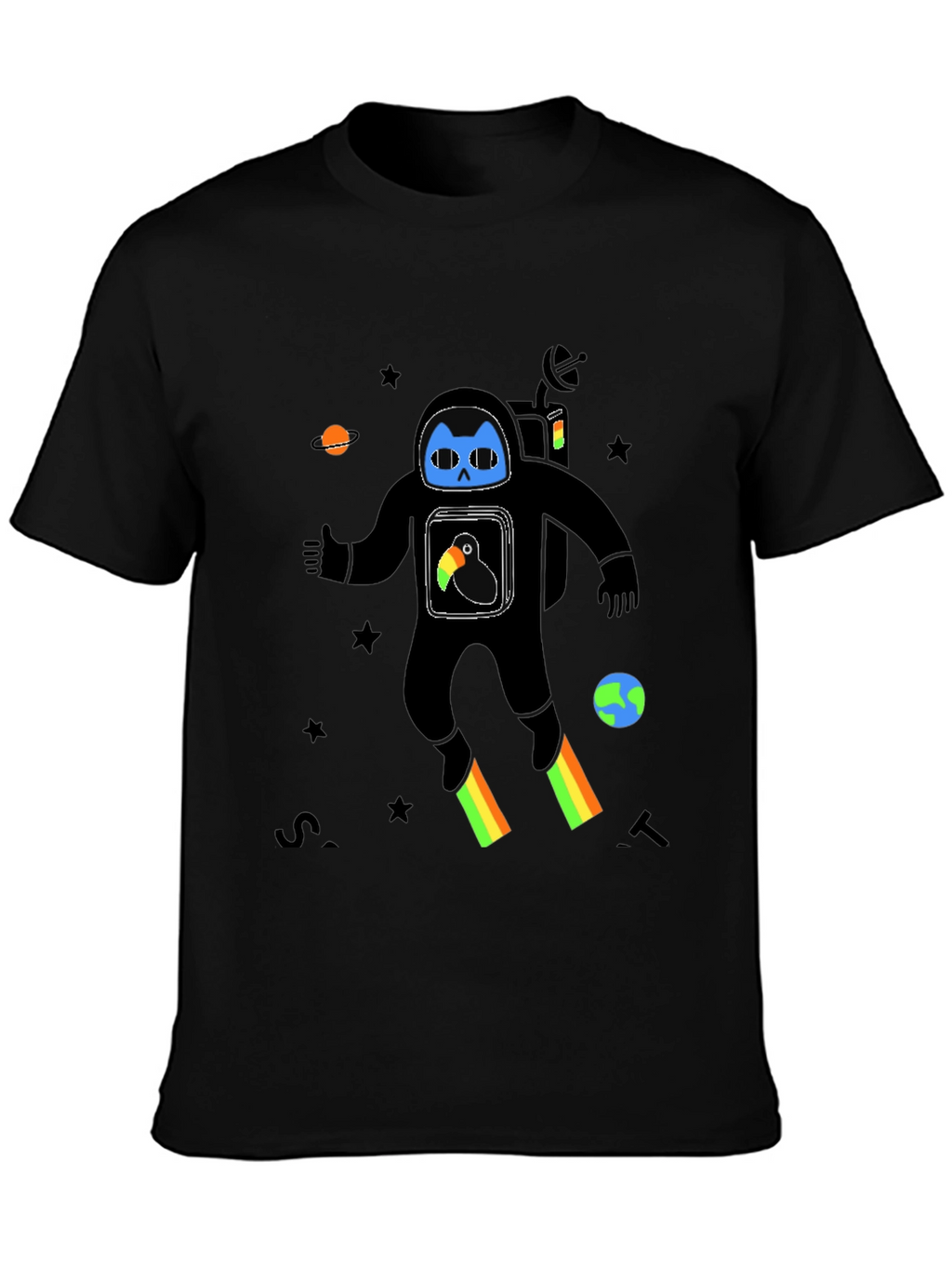 Astronaut Cat Graphic Print T-Shirt