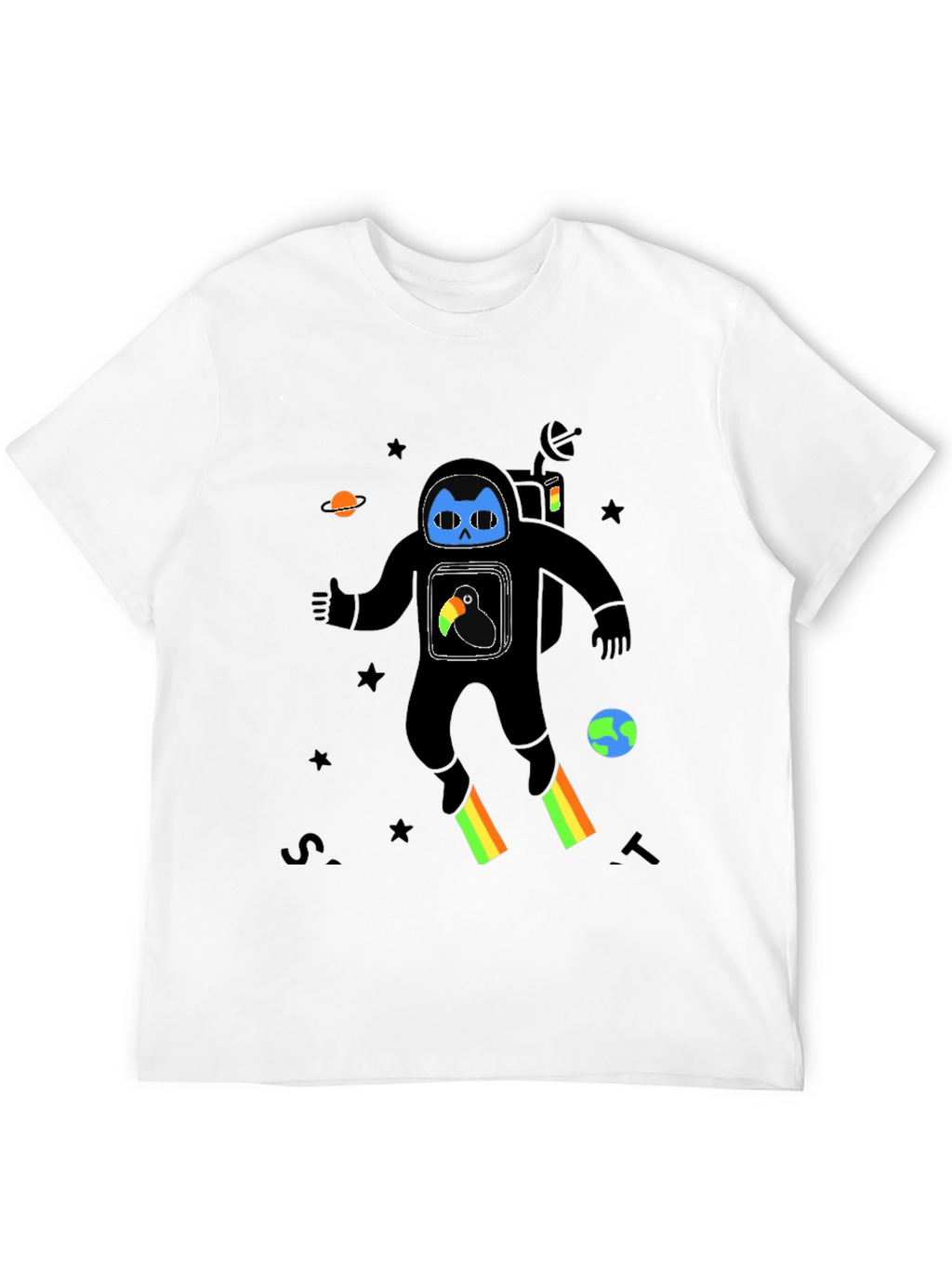 Astronaut Cat Graphic Print T-Shirt