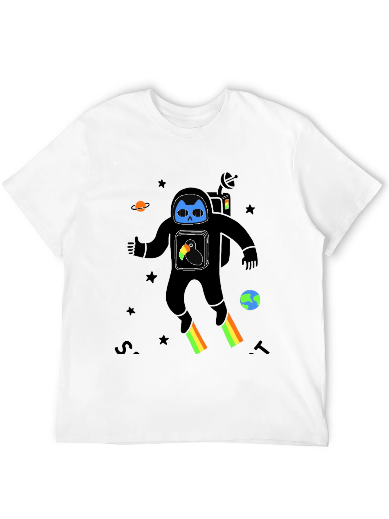 Astronaut Cat Graphic Print T-Shirt