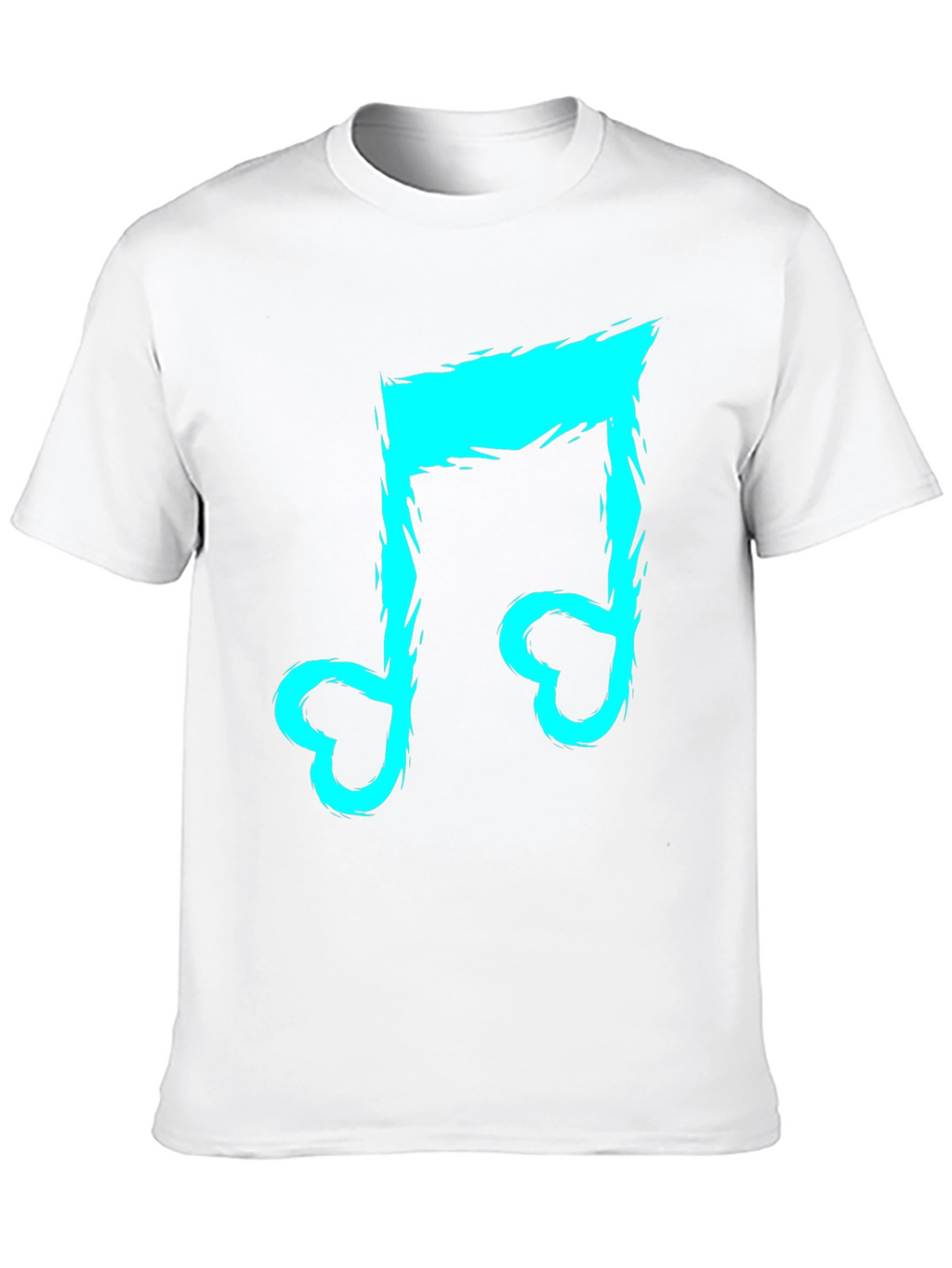 Black T-Shirt with Cyan Music Note Design