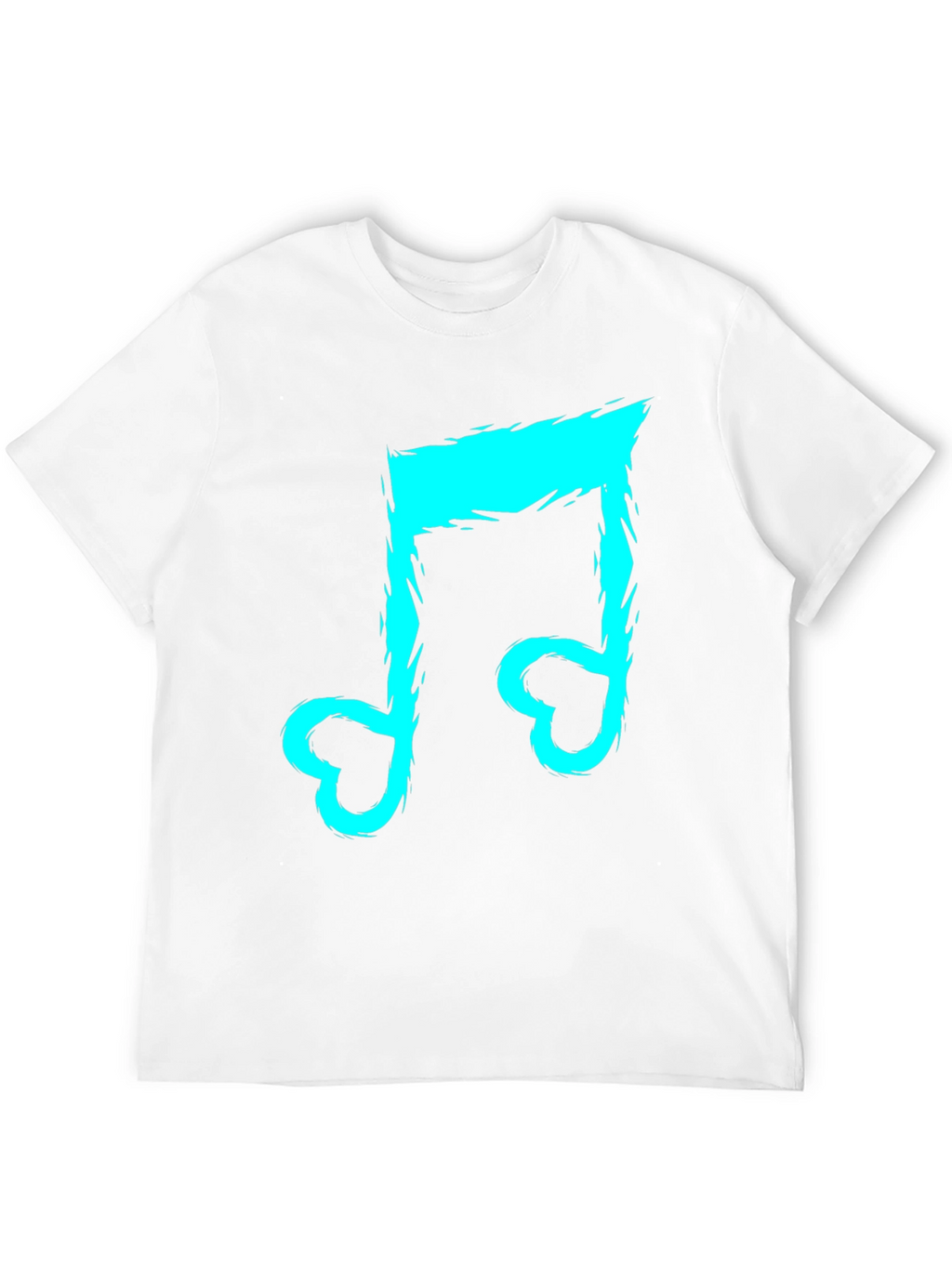 Black T-Shirt with Cyan Music Note Design