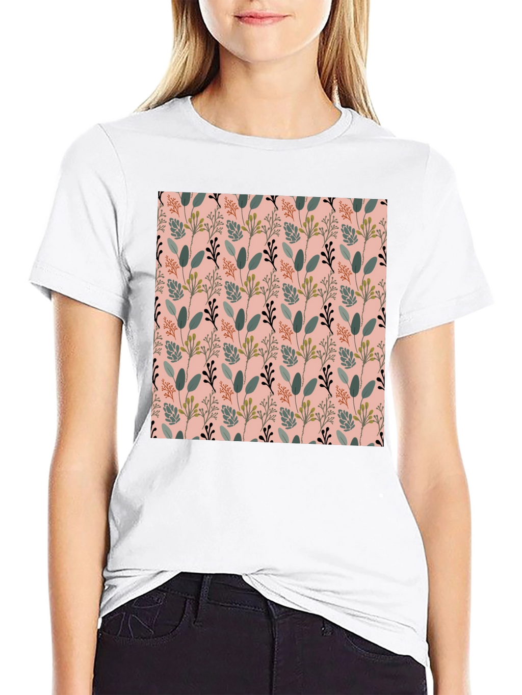 Botanical Print Black T-Shirt