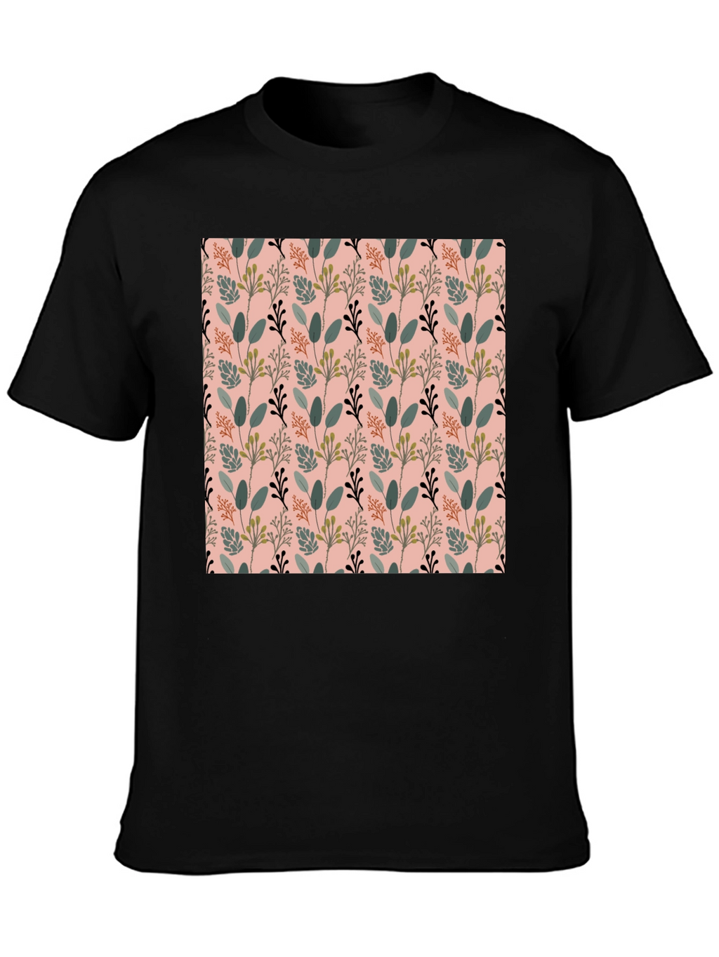 Botanical Print Black T-Shirt
