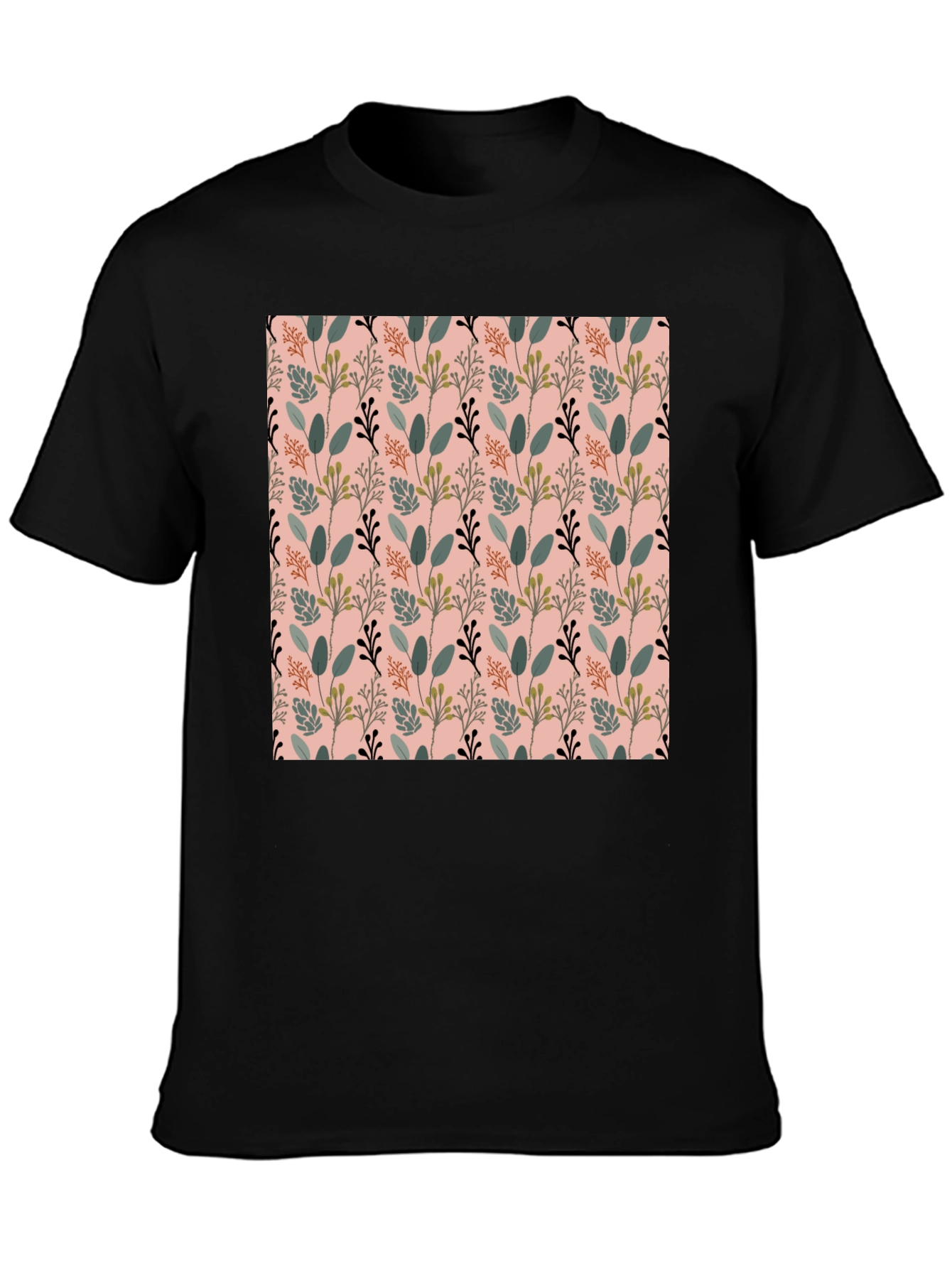 Botanical Print Black T-Shirt