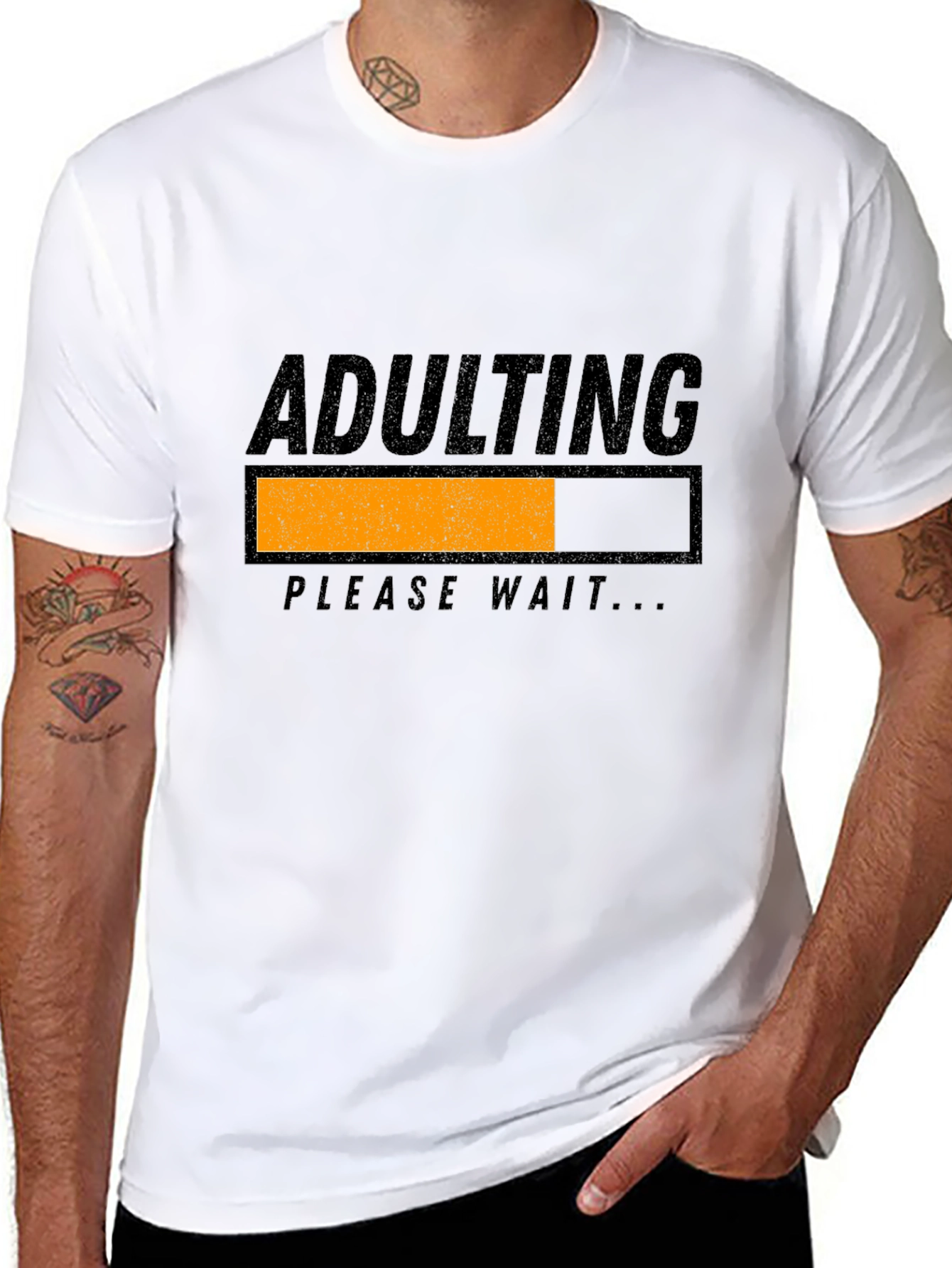 Adulting Please Wait Black Graphic Tee