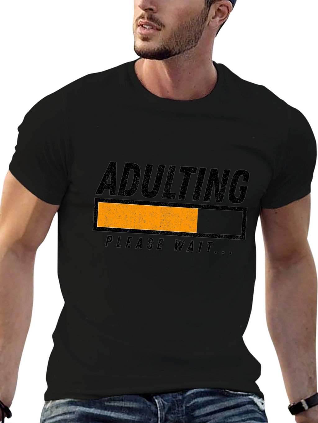 Adulting Please Wait Black Graphic Tee