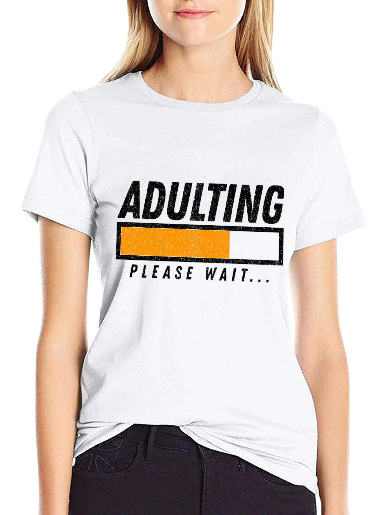 Adulting Please Wait Black Graphic Tee