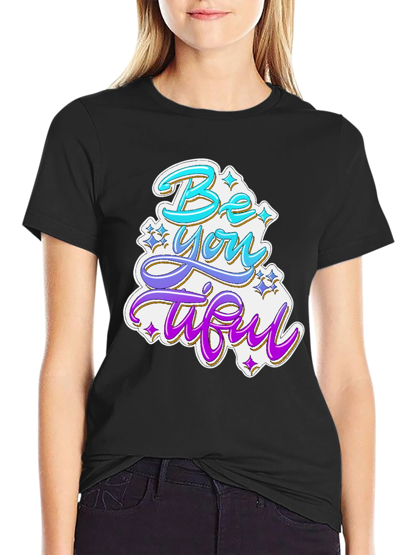 Be You Tiful Graphic Tee - Stylish Black T-Shirt