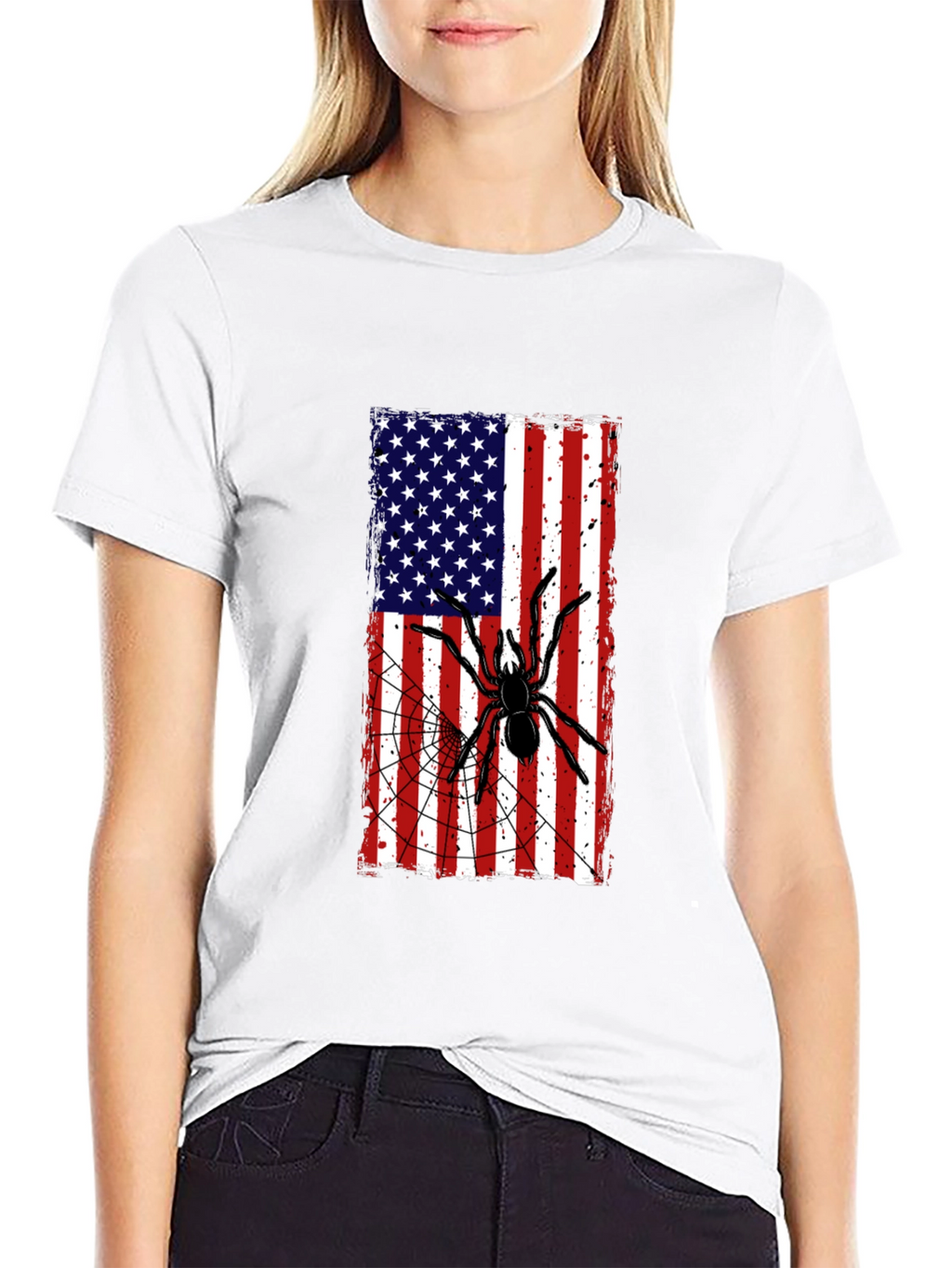 American Flag Spider Graphic T-Shirt