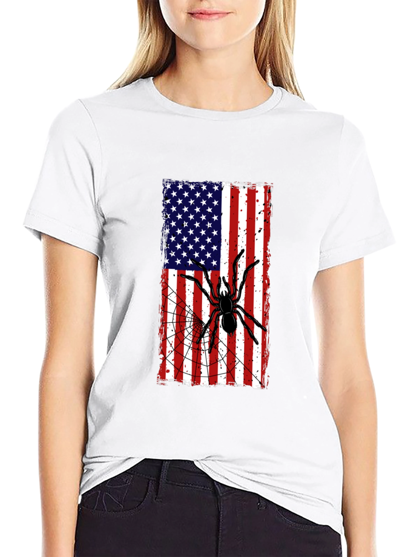 American Flag Spider Graphic T-Shirt