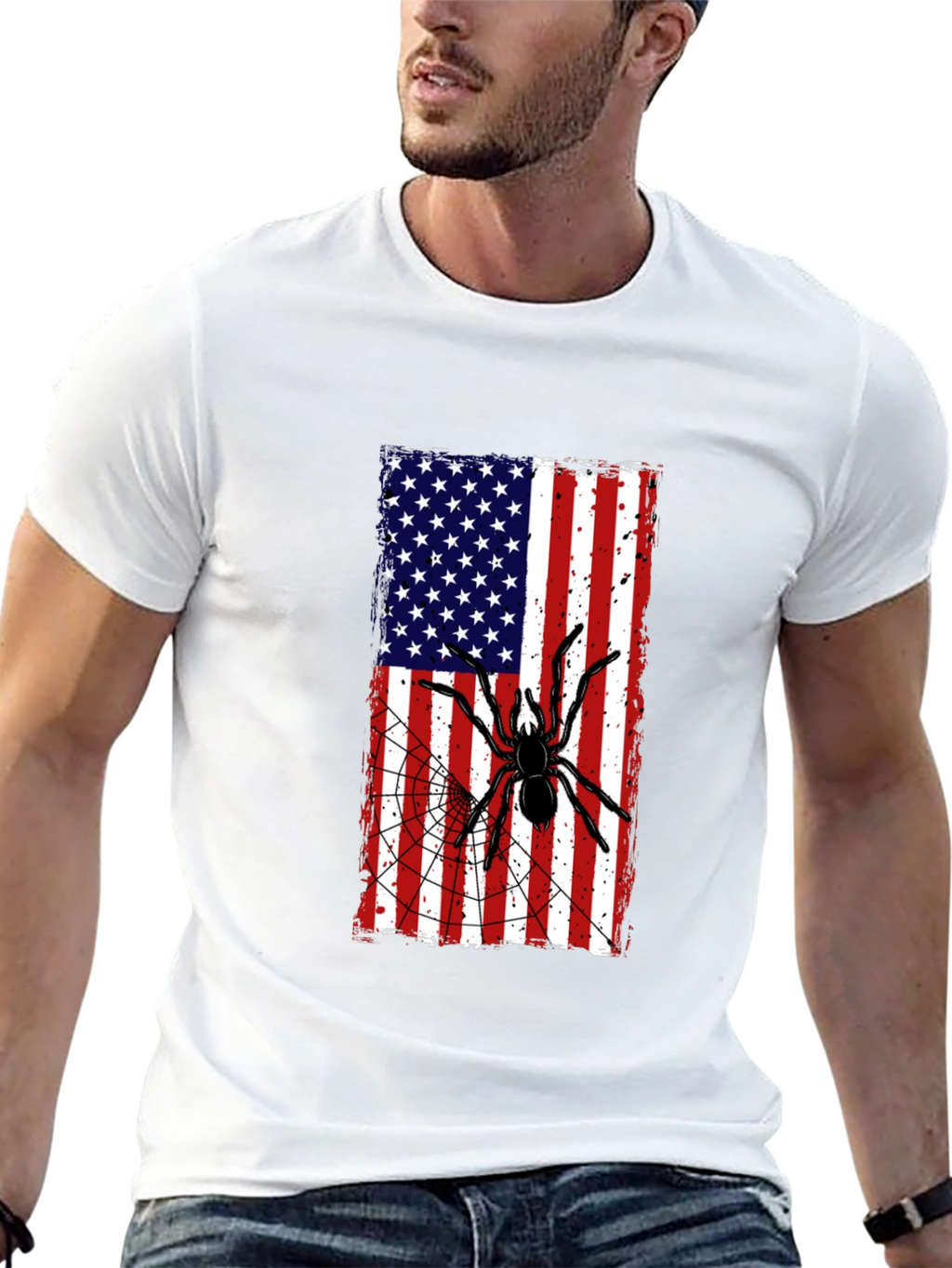American Flag Spider Graphic T-Shirt