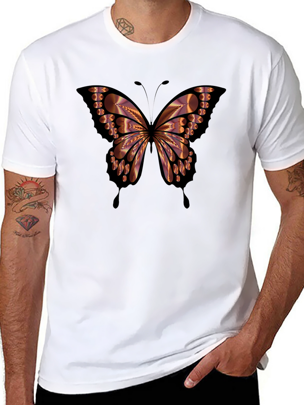 Butterfly Graphic Mens Black T-Shirt