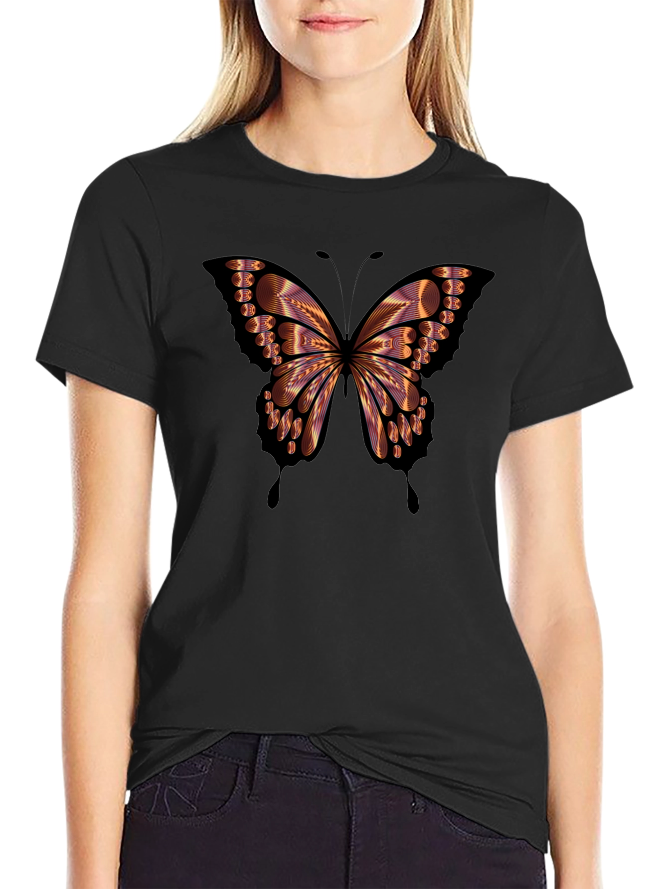 Butterfly Graphic Mens Black T-Shirt