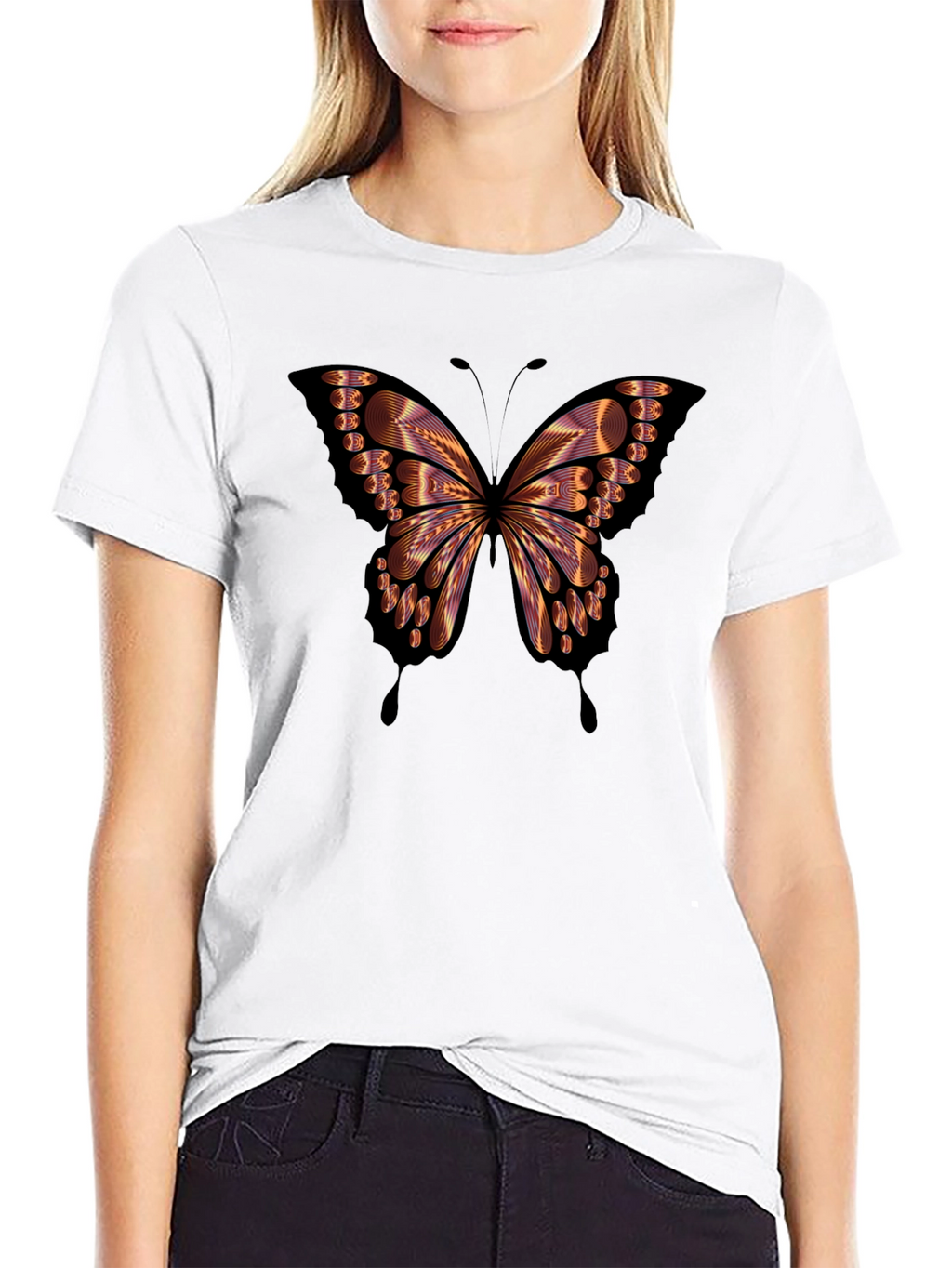 Butterfly Graphic Mens Black T-Shirt