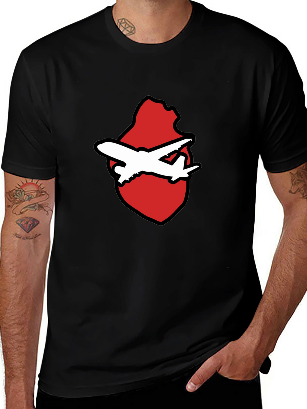 Airplane Heart Graphic Black Tee