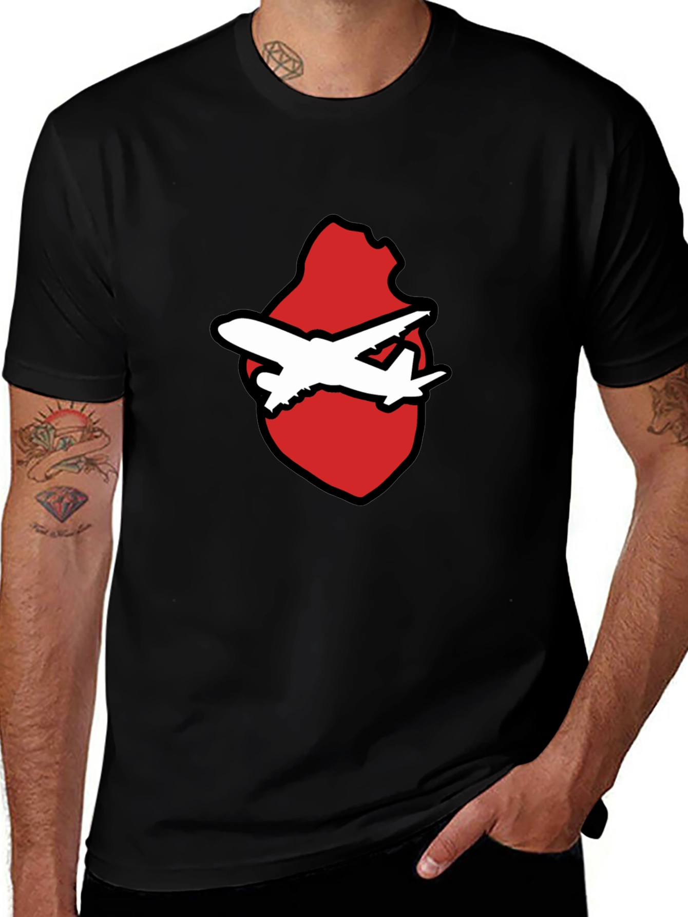 Airplane Heart Graphic Black Tee