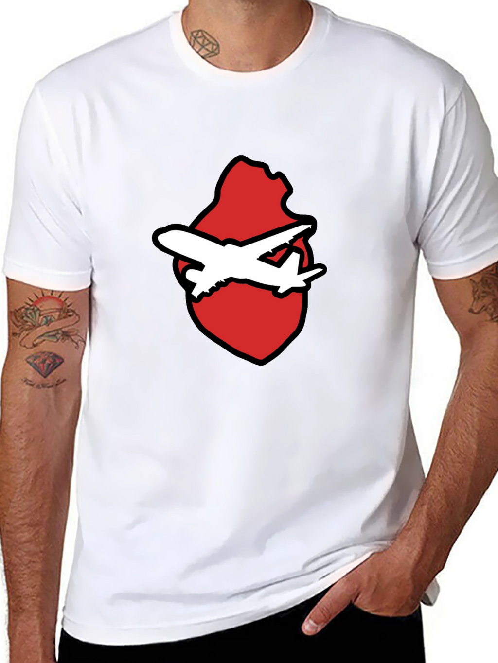 Airplane Heart Graphic Black Tee