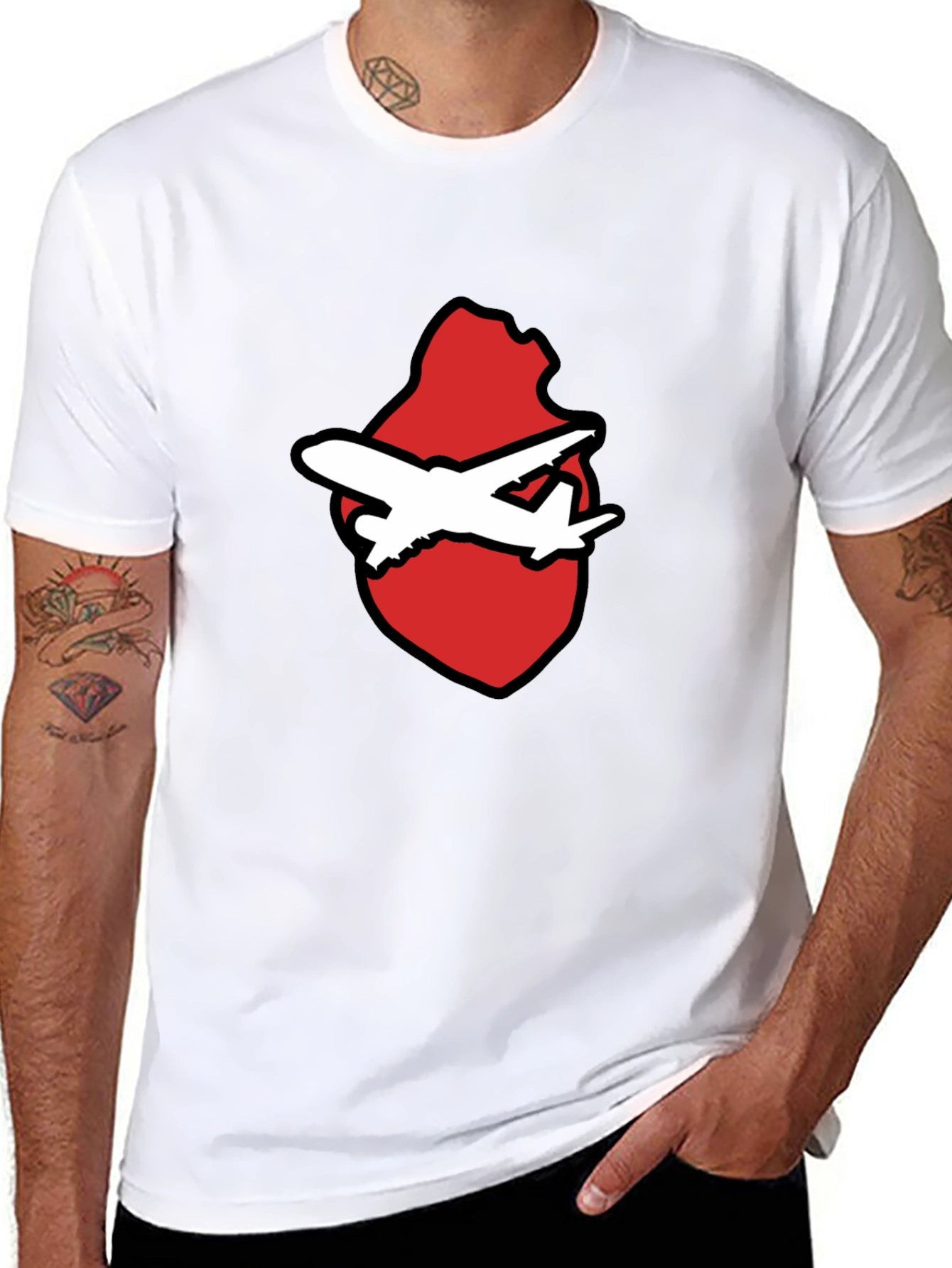 Airplane Heart Graphic Black Tee