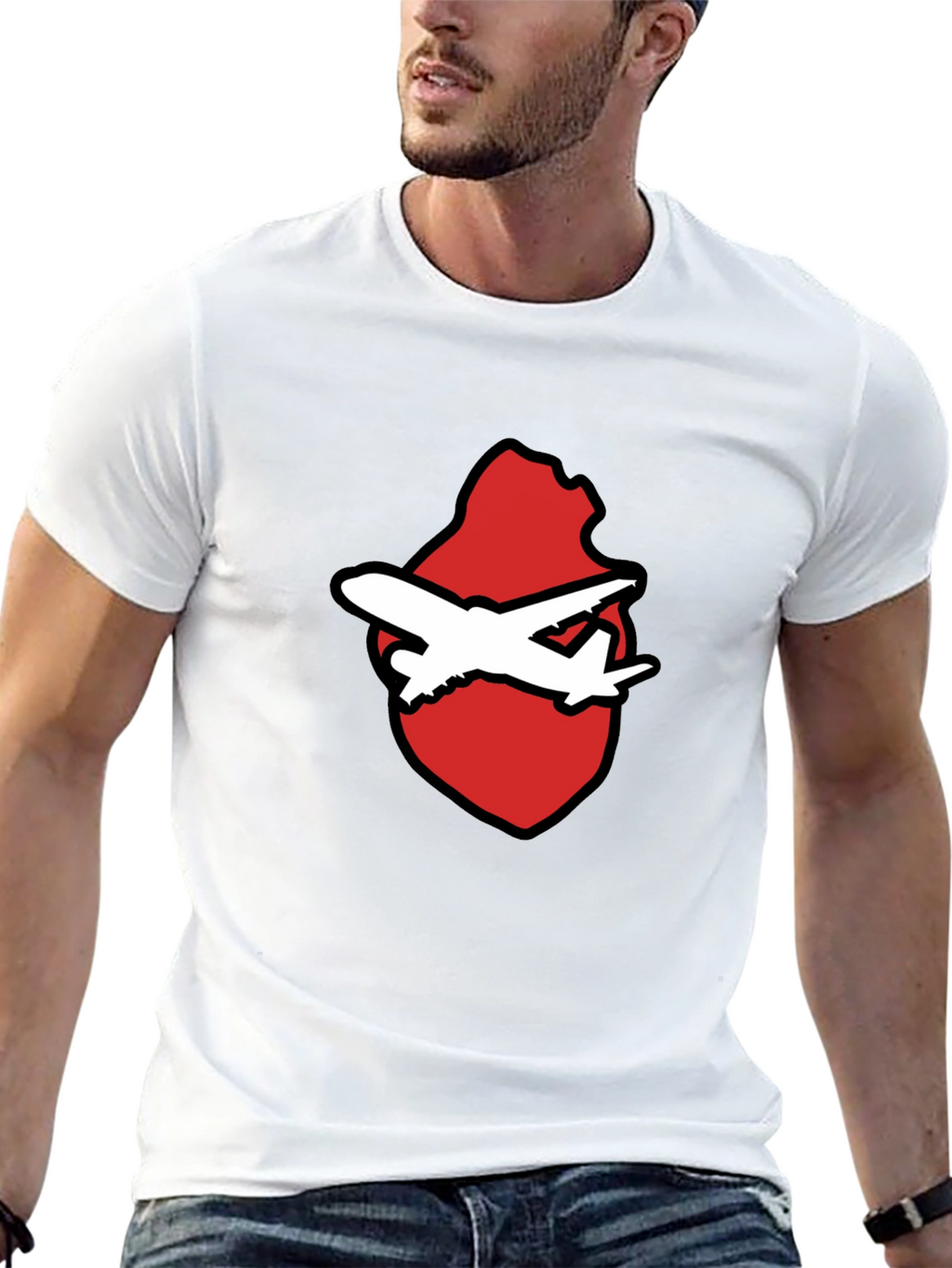 Airplane Heart Graphic Black Tee