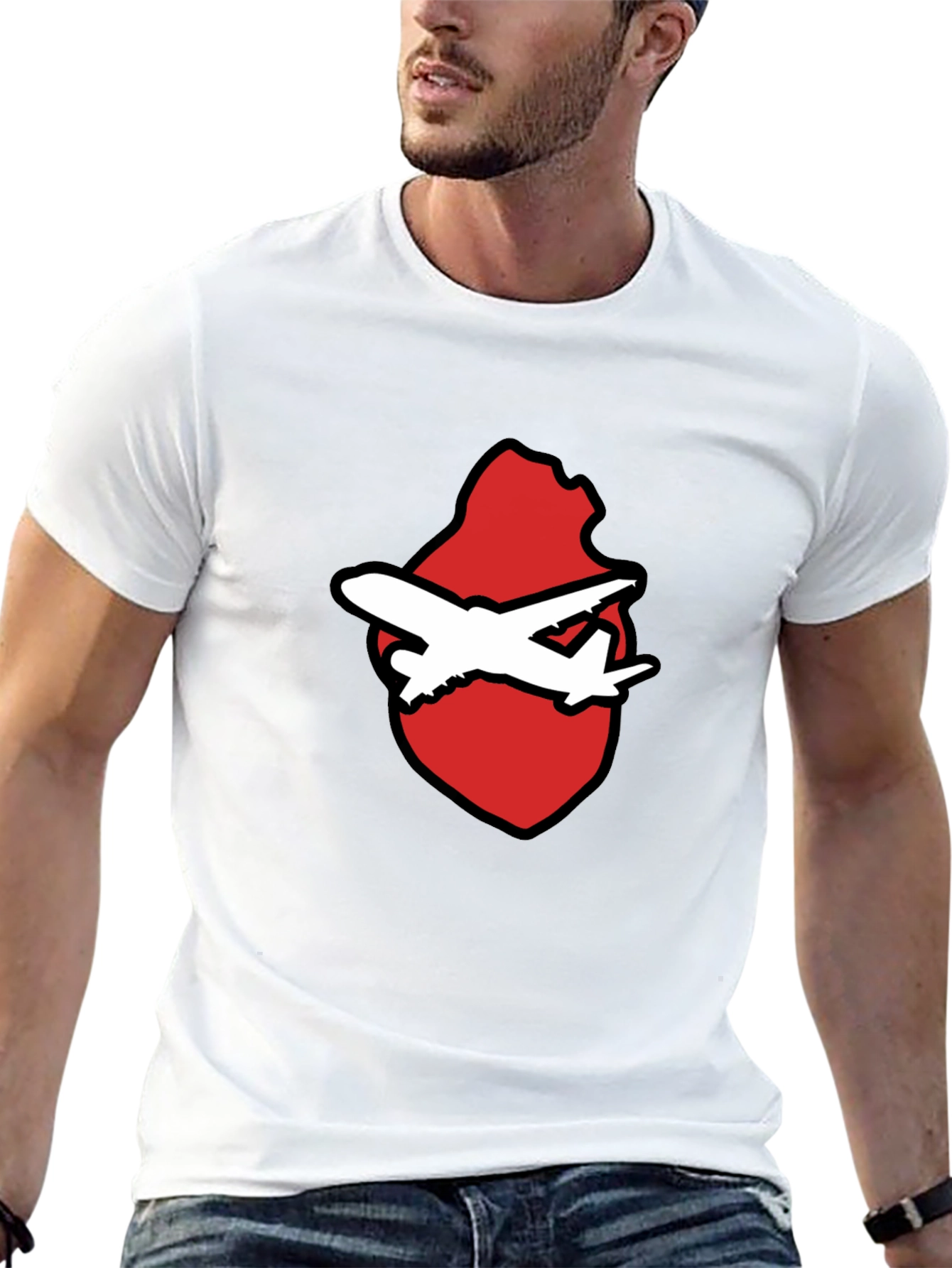 Airplane Heart Graphic Black Tee