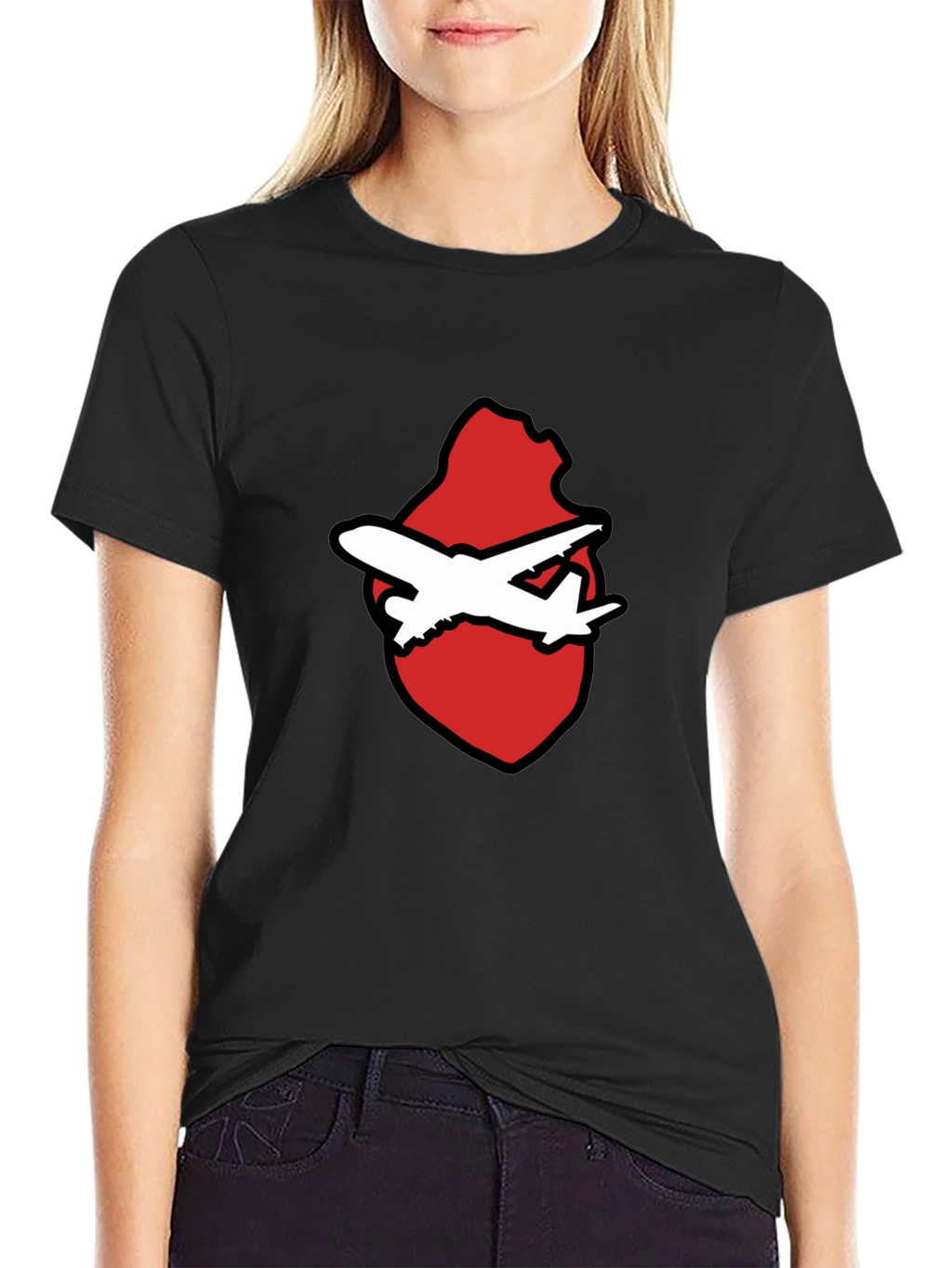 Airplane Heart Graphic Black Tee