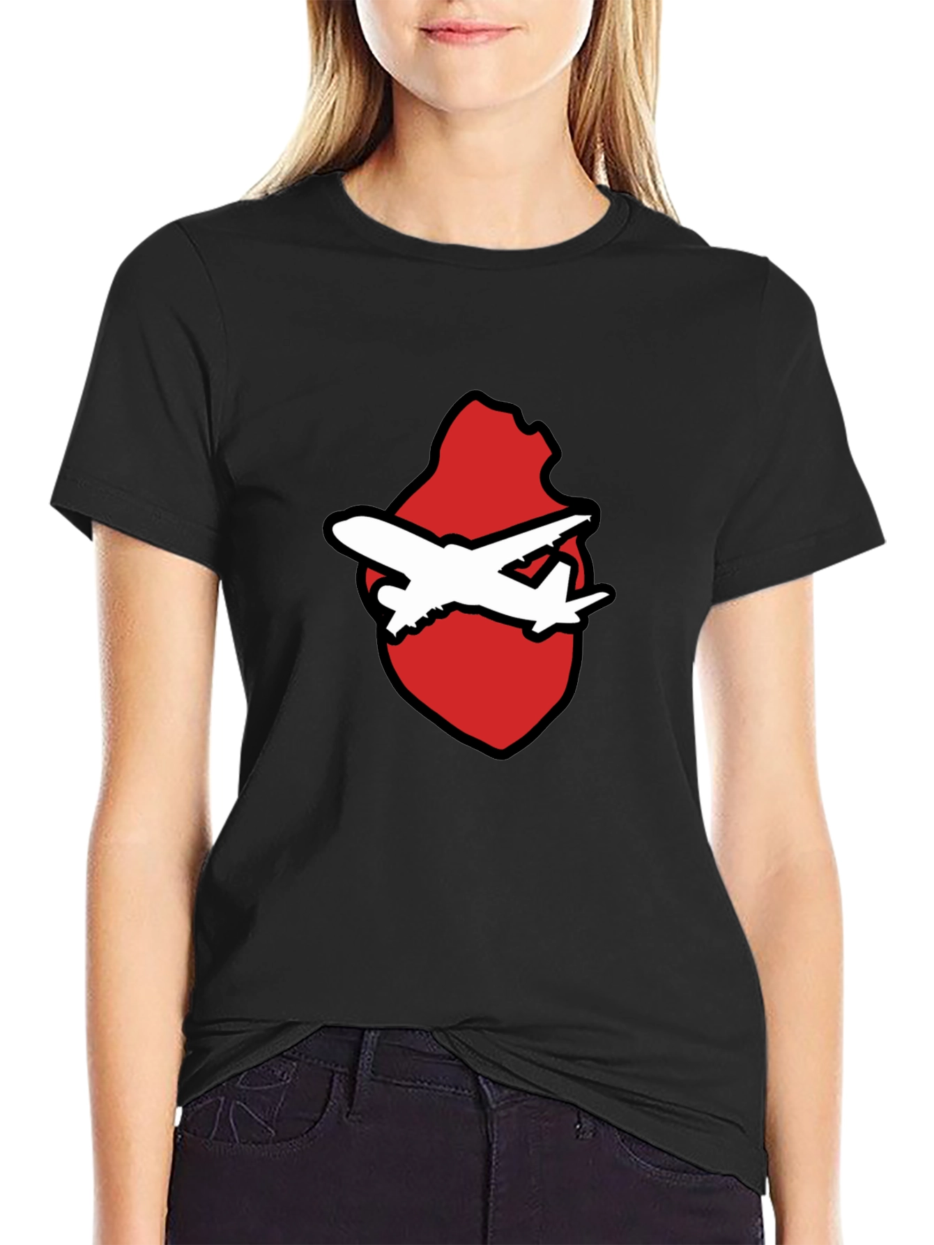 Airplane Heart Graphic Black Tee
