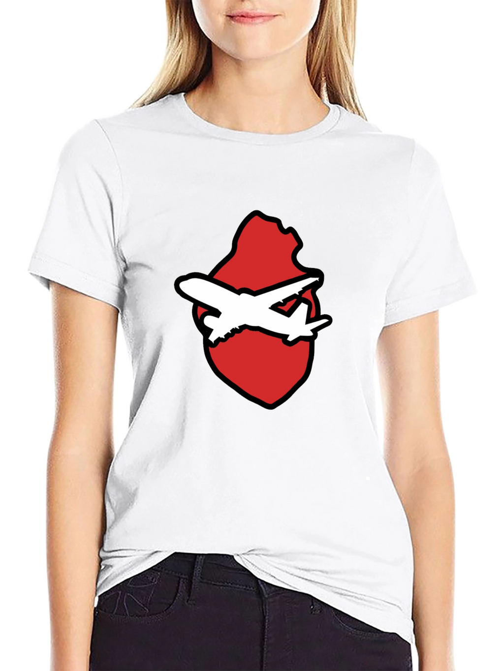Airplane Heart Graphic Black Tee