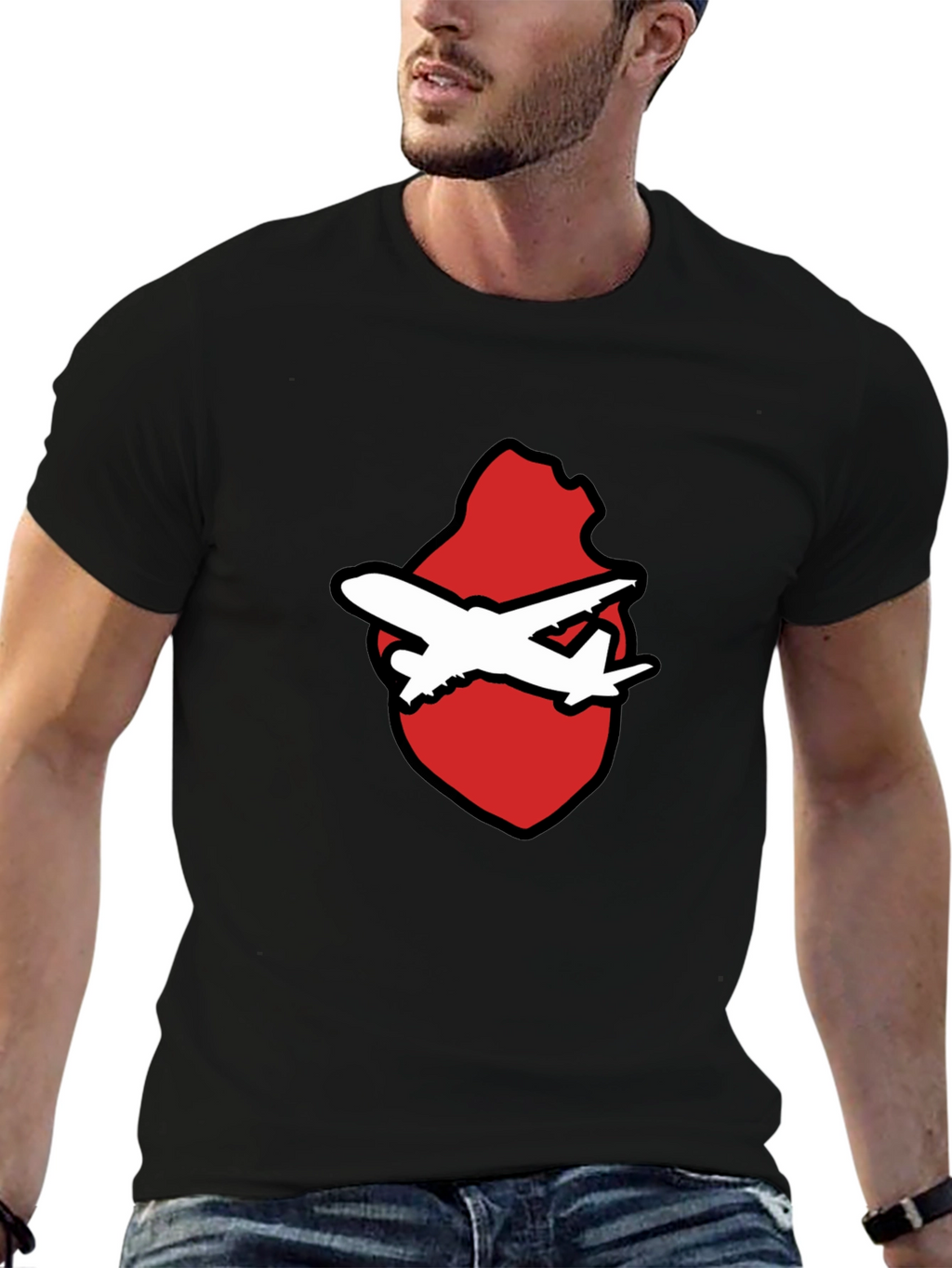 Airplane Heart Graphic Black Tee