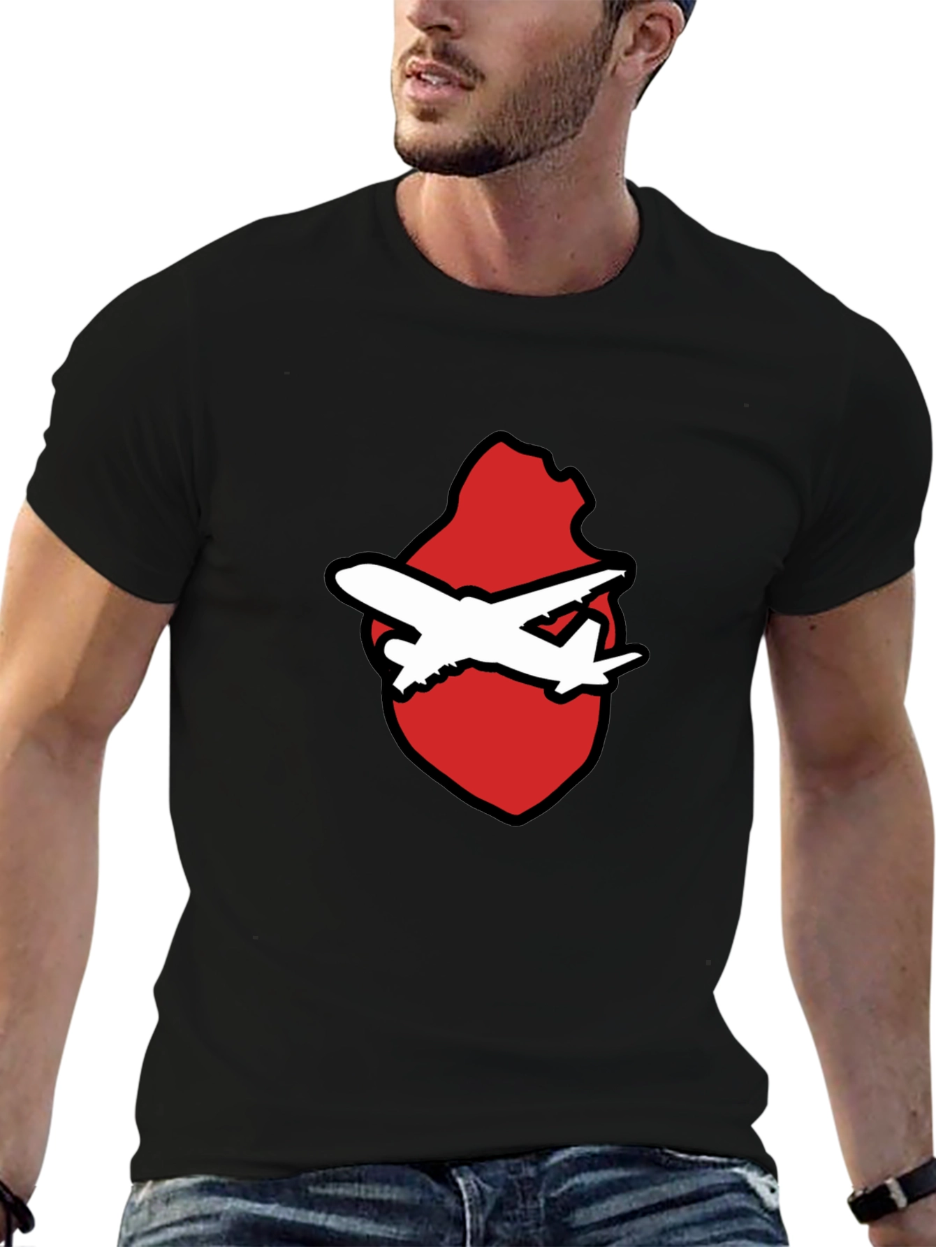 Airplane Heart Graphic Black Tee