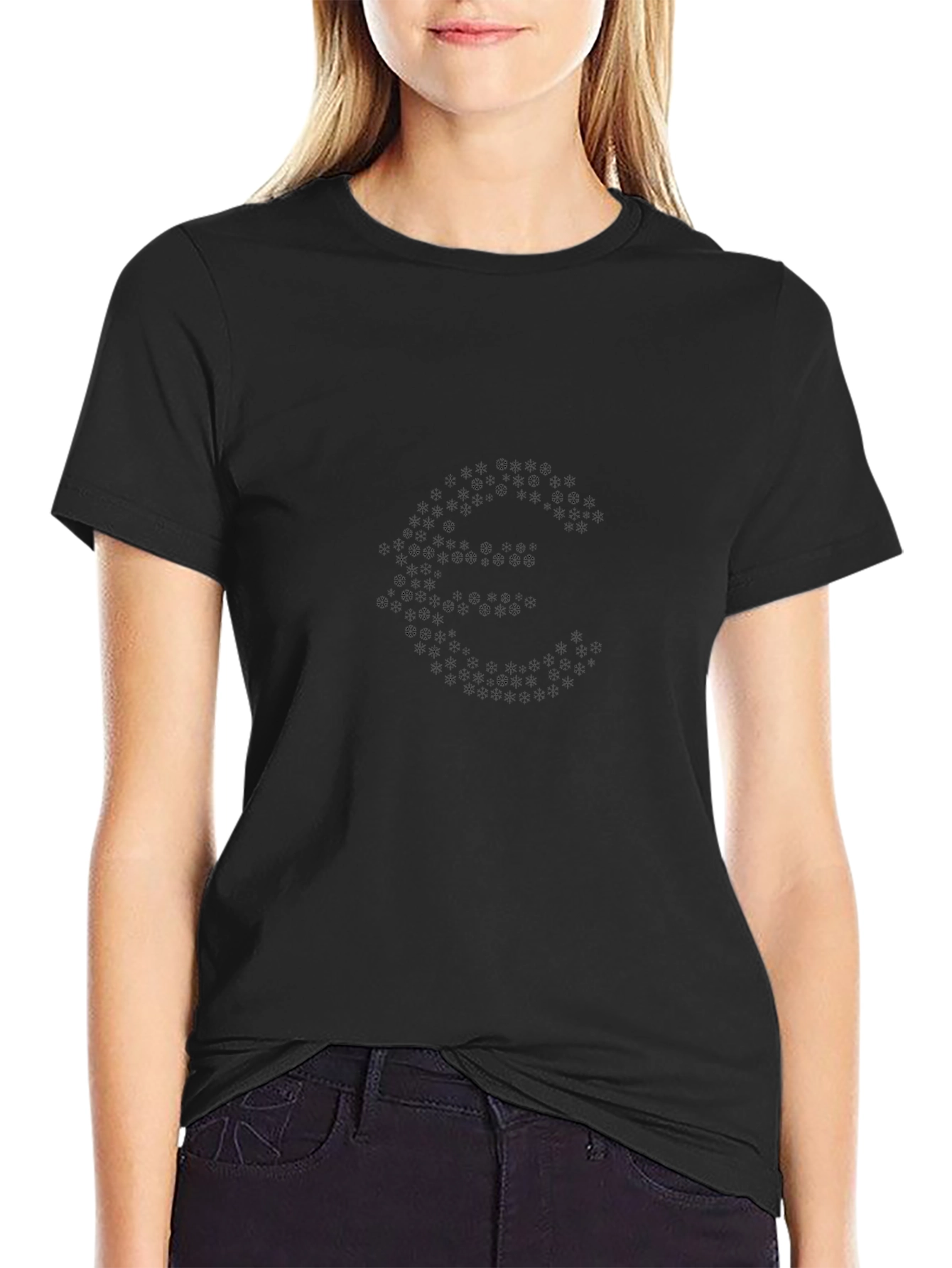 Black Graphic Tee - Euro Symbol - Casual Style