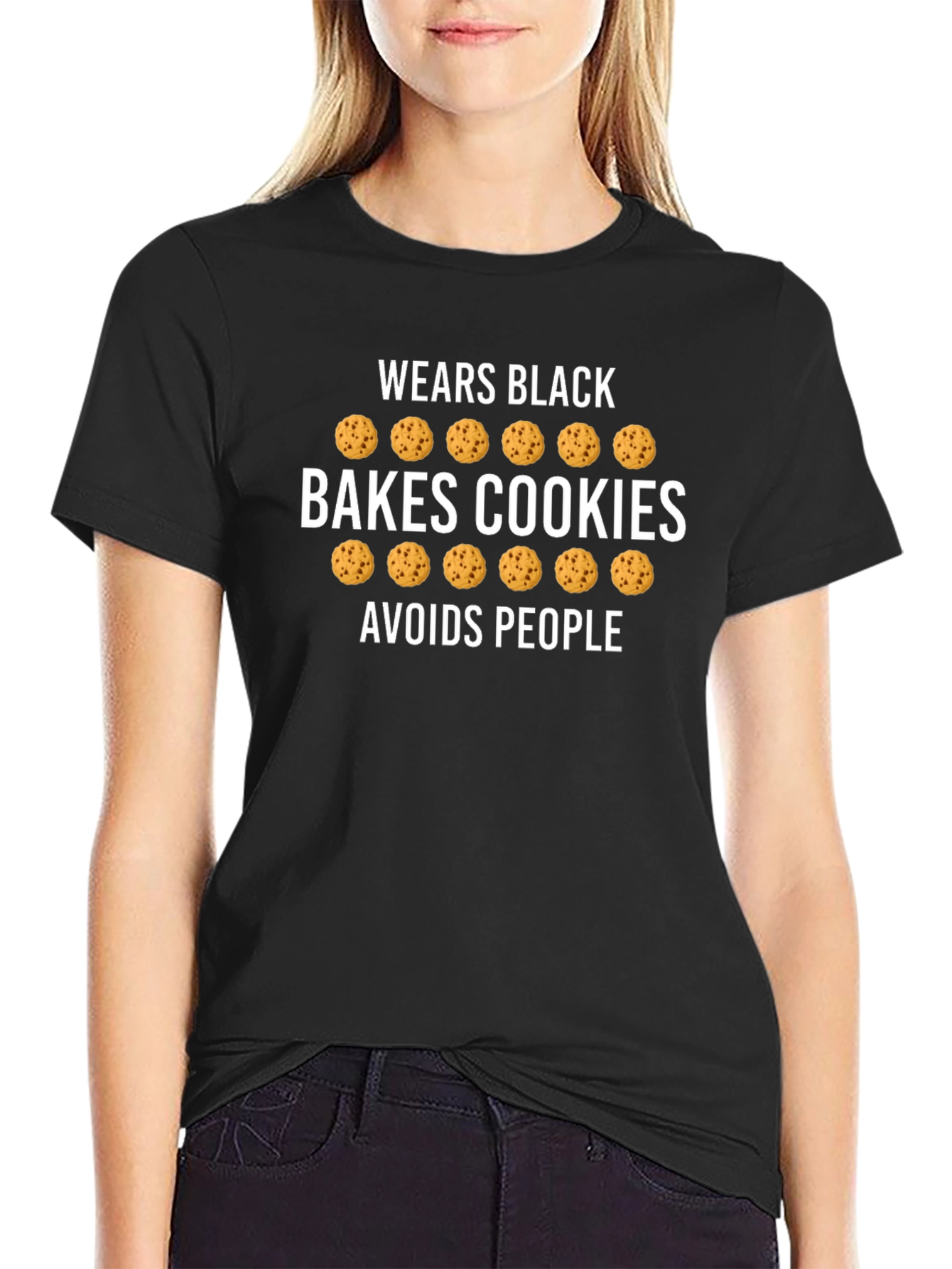 Bakes Cookies Black T-Shirt