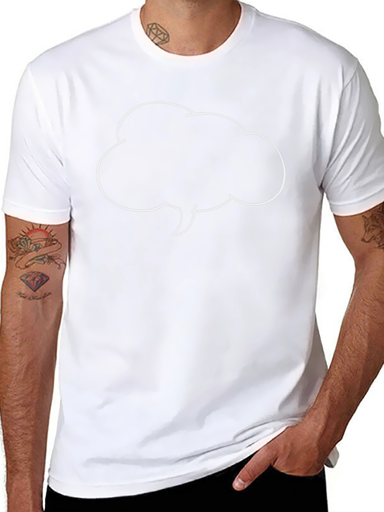 Black T-Shirt with Speech Bubble Graphic