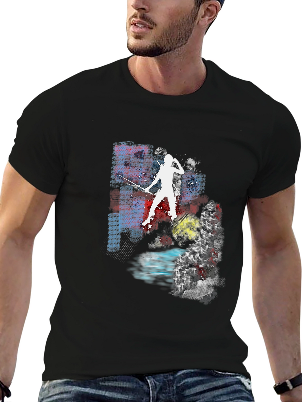Abstract Fencing T-Shirt - Unique Graphic Tee
