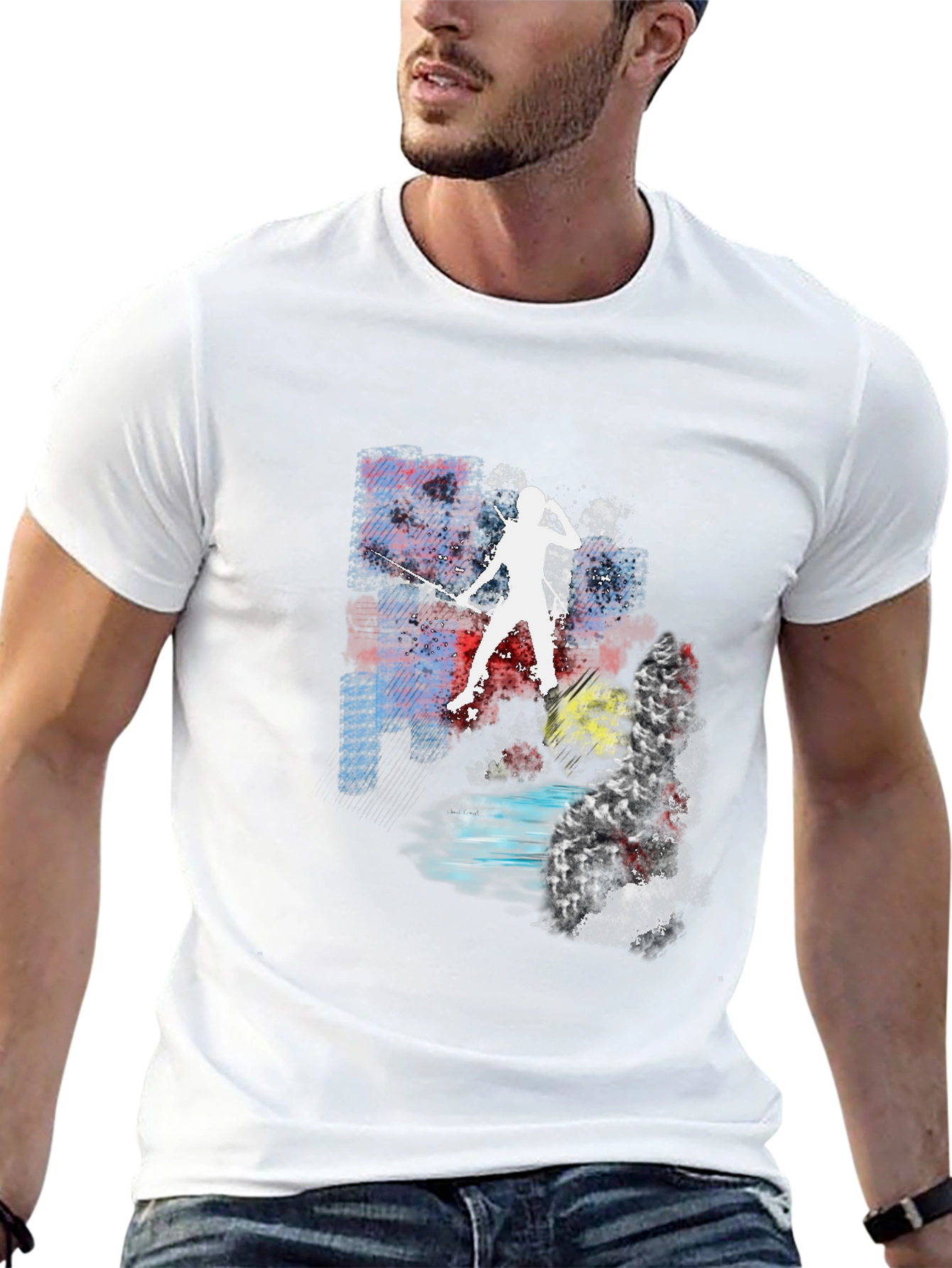 Abstract Fencing T-Shirt - Unique Graphic Tee