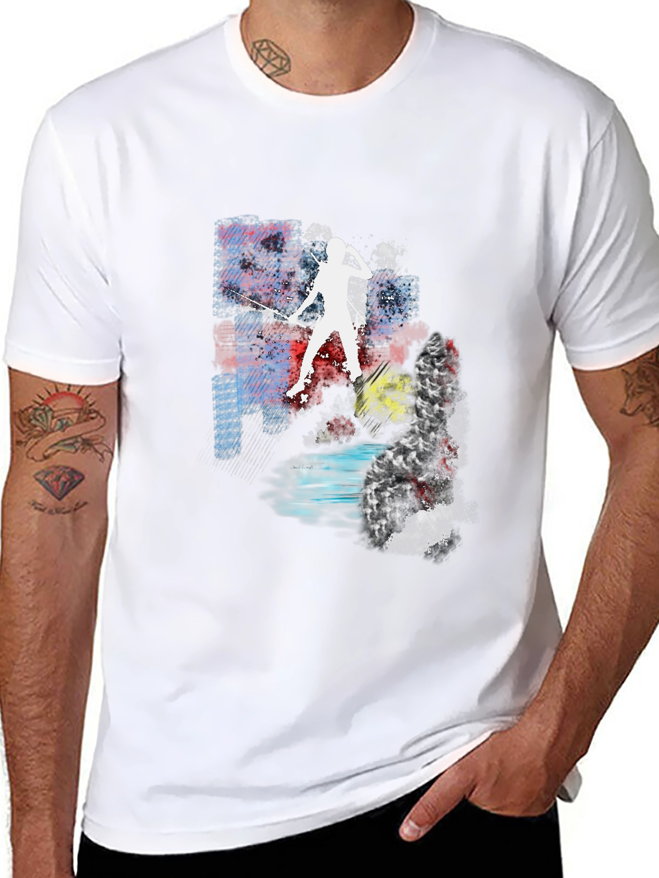 Abstract Fencing T-Shirt - Unique Graphic Tee