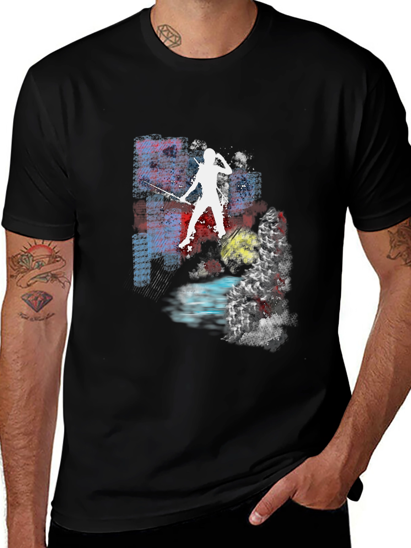 Abstract Fencing T-Shirt - Unique Graphic Tee