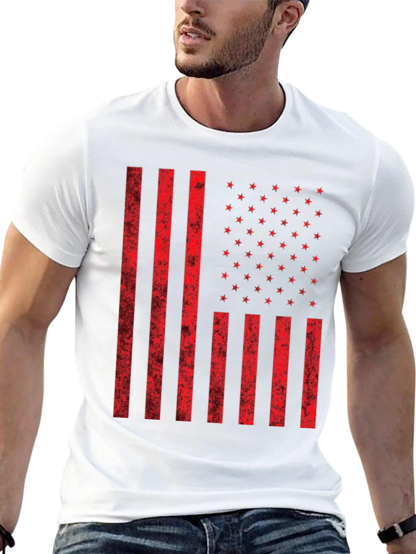 American Flag Graphic Print T-Shirt - Patriotic Style