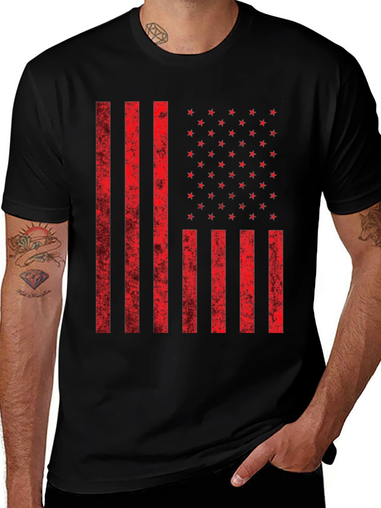 American Flag Graphic Print T-Shirt - Patriotic Style