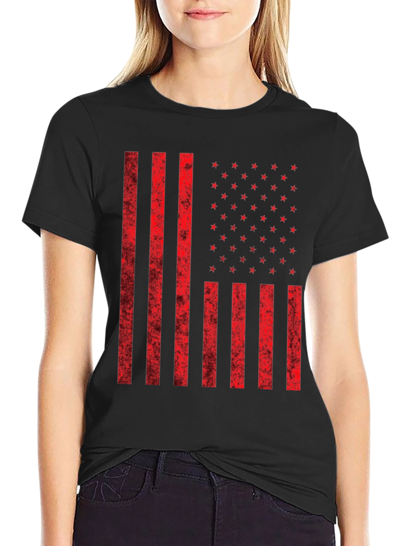 American Flag Graphic Print T-Shirt - Patriotic Style