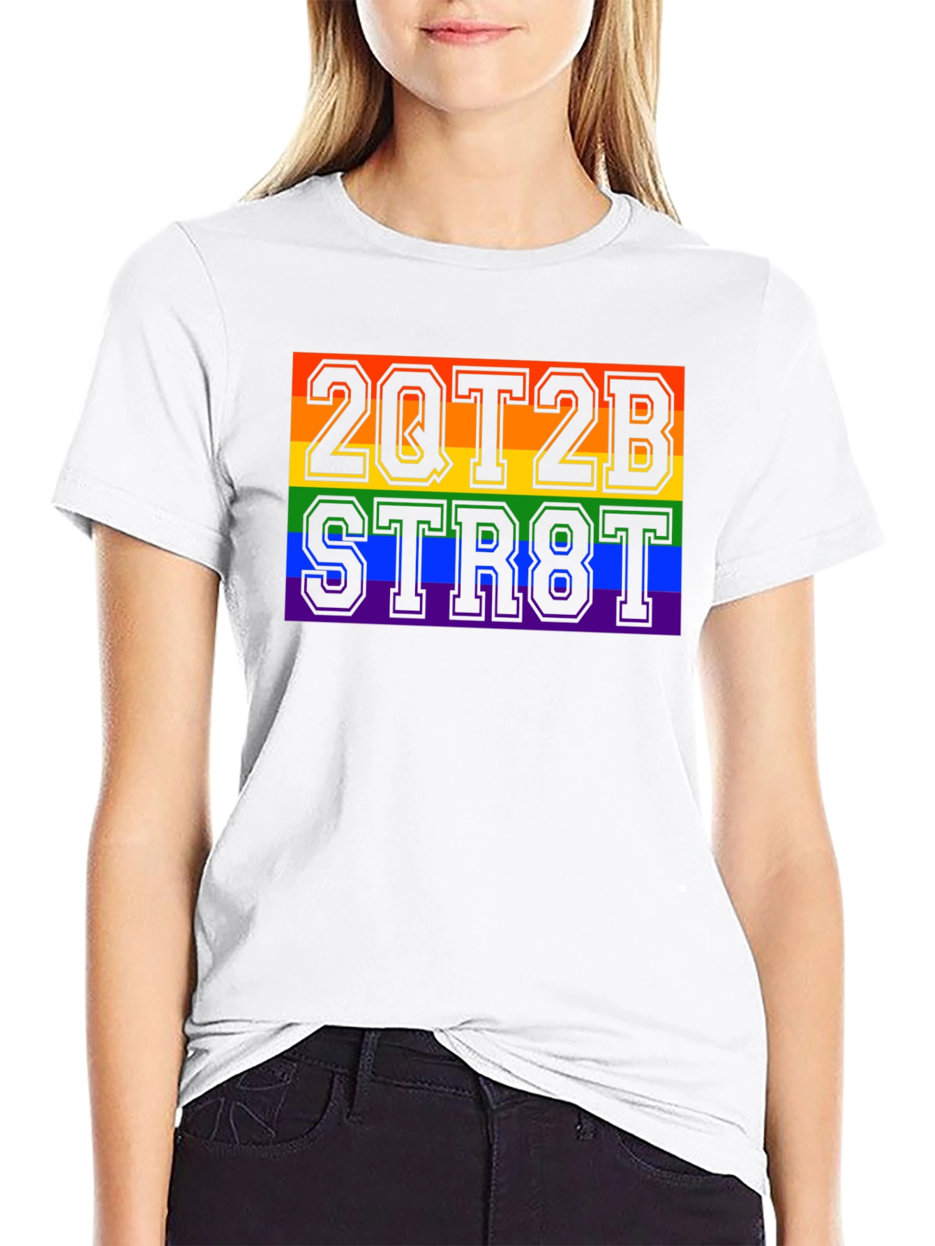 2QT2B STR8T Pride Rainbow Graphic T-Shirt