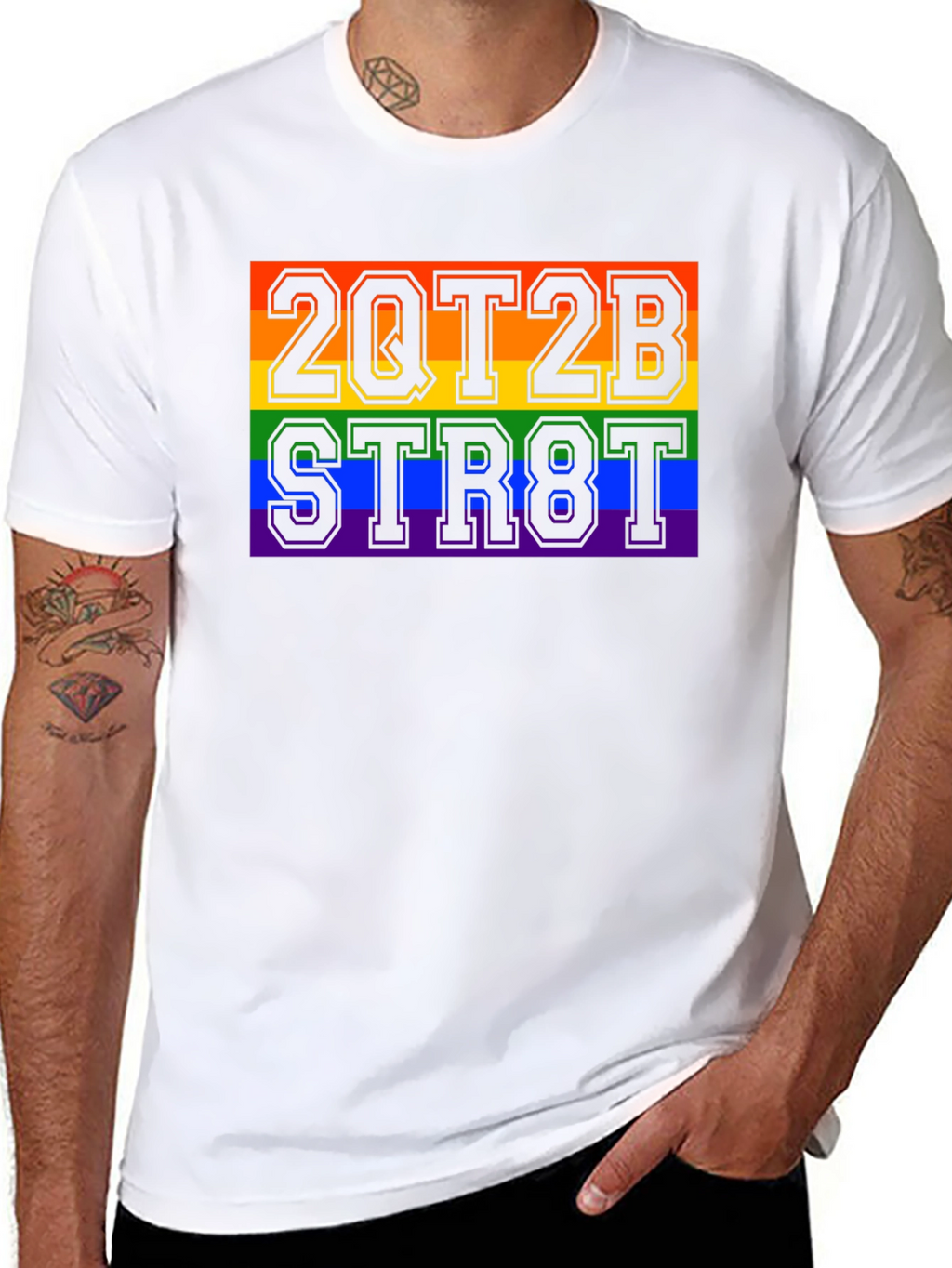 2QT2B STR8T Pride Rainbow Graphic T-Shirt